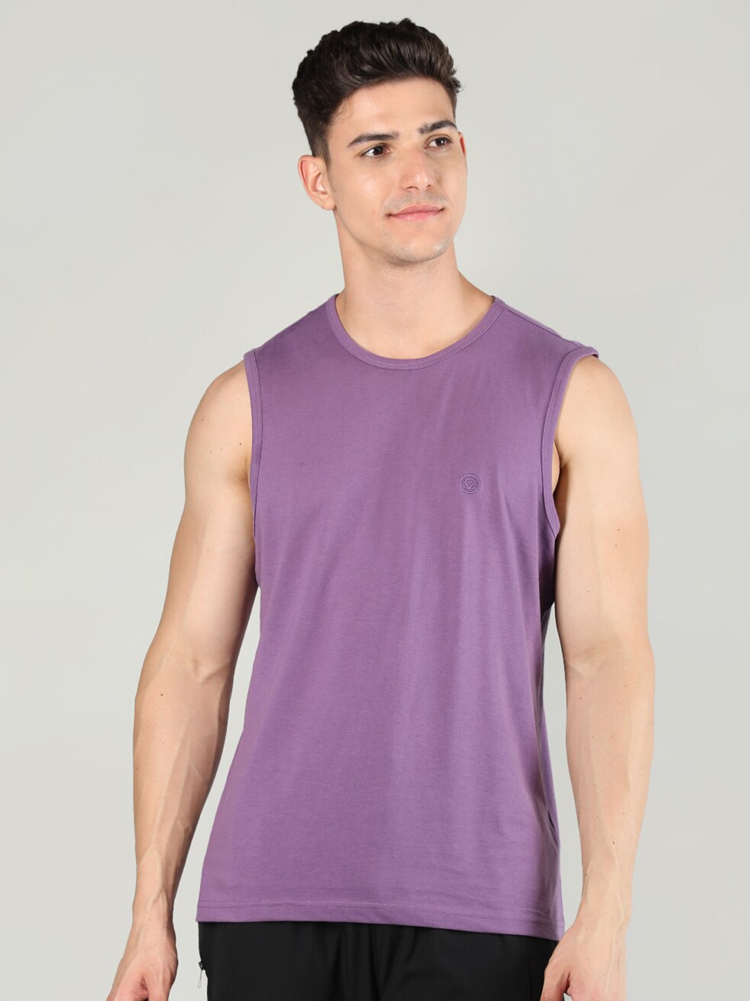 

CHKOKKO Men Sleeveless Cotton Sports Vest, Purple