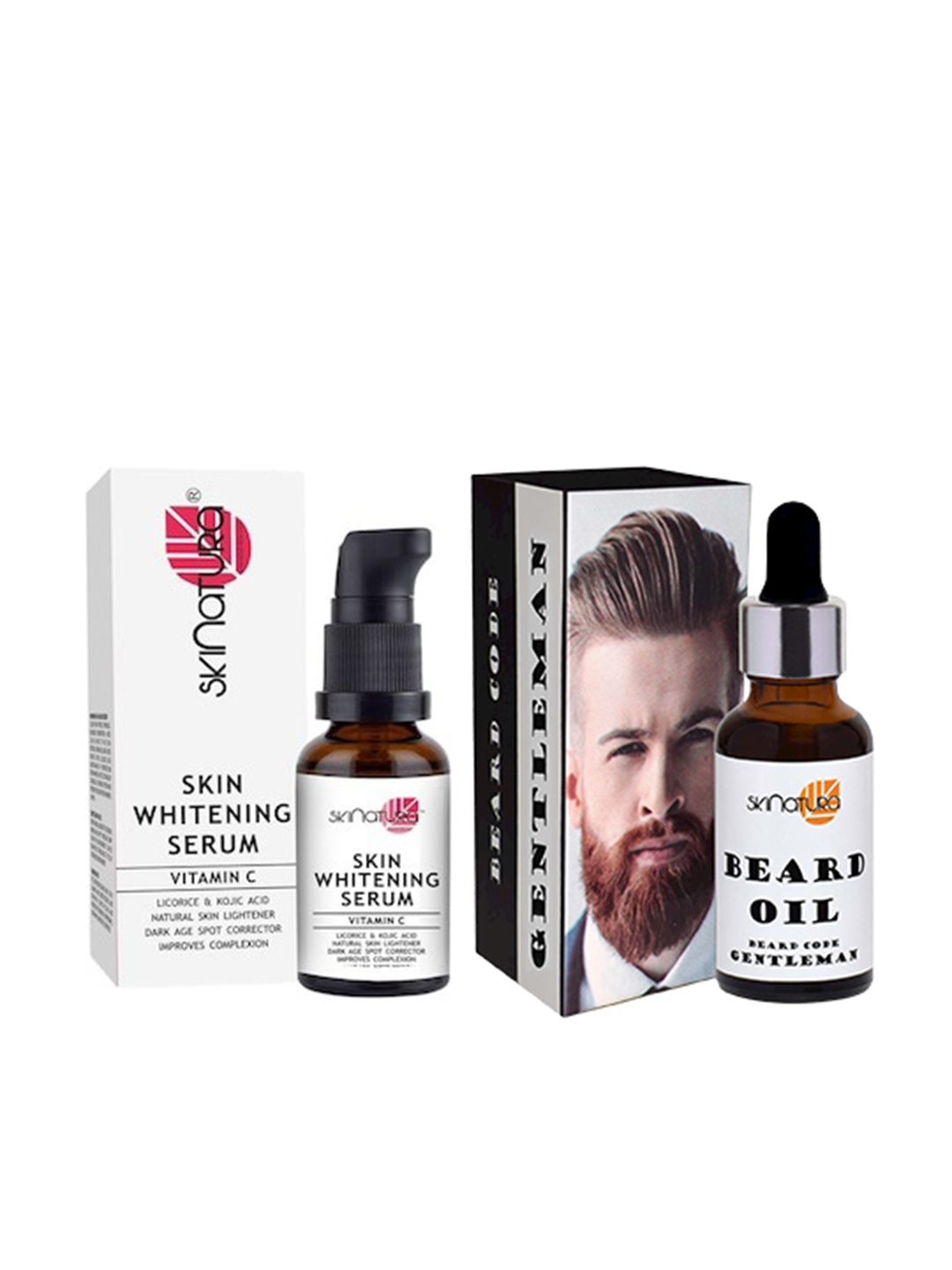 

Skinatura Men Set of Skin Whitening Face Serum & Gentleman Beard Oil, White