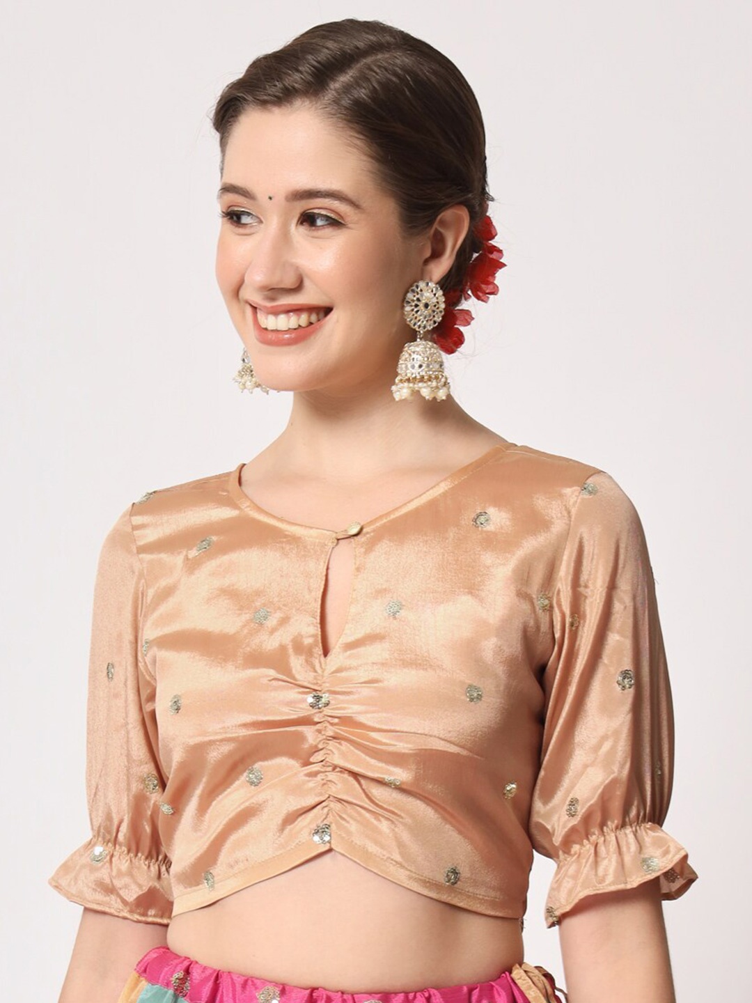 

studio rasa Embroidered Crop Top, Beige