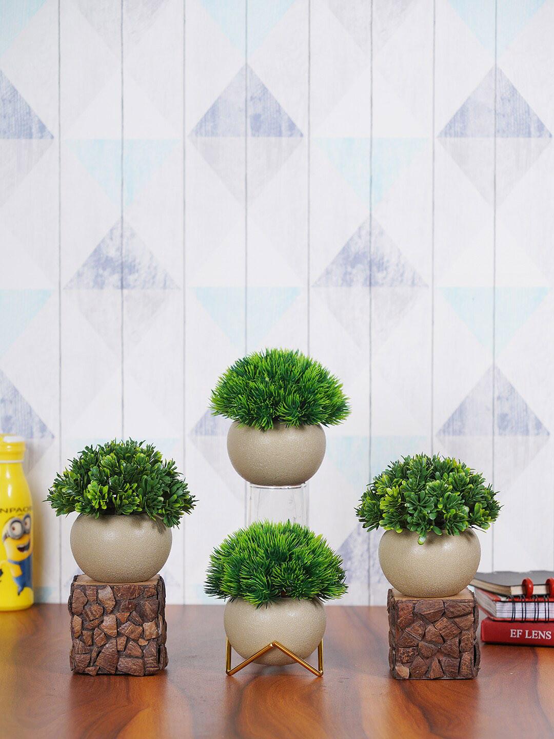 

Dekorly Green & Beige 4 Pieces Bonsai Artificial Plants With Pots