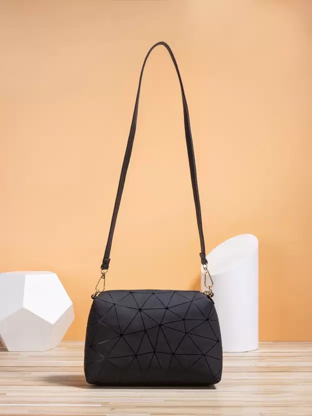

FARGO Women Set Of 2 Geometric Printed Sling Bags, Black