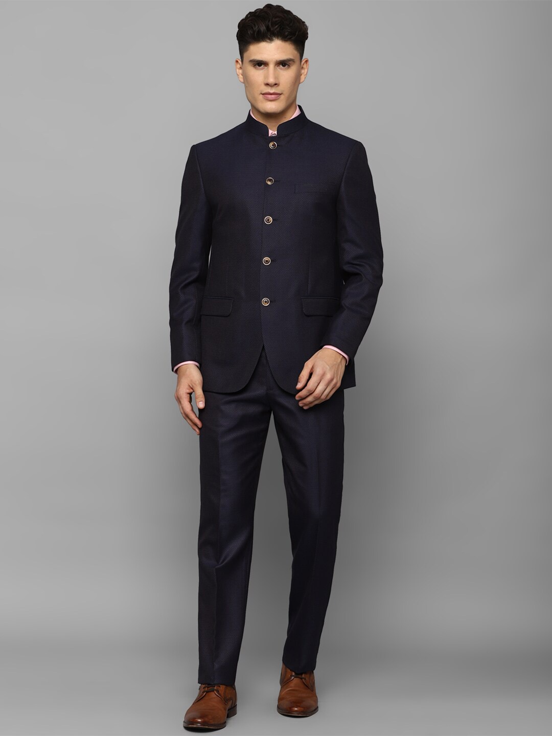 

Louis Philippe Men 2-Piece Regular Fit Bandhgala Suit, Navy blue