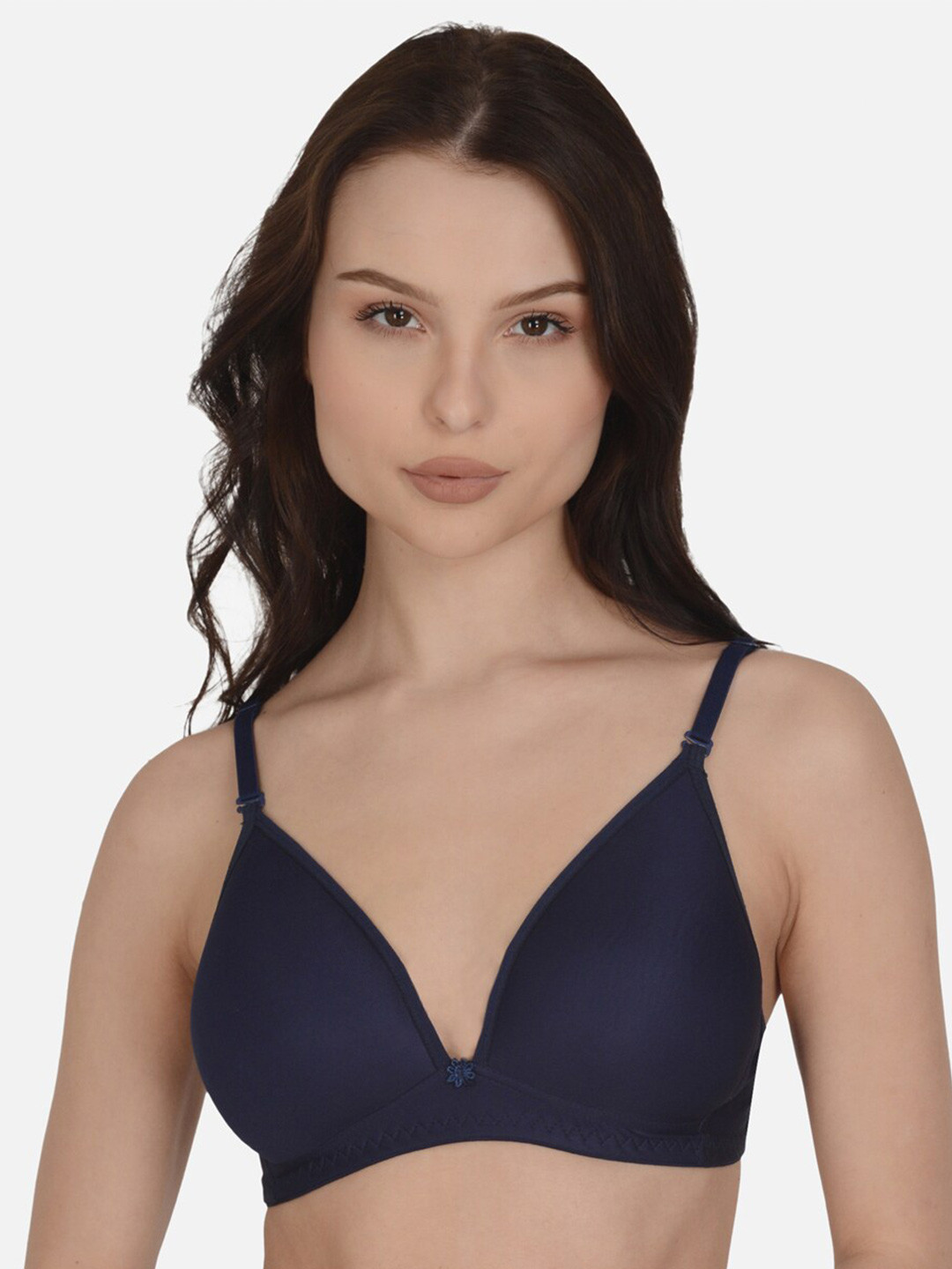 

mod & shy Medium Coverage Lightly Padded All Day Comfort Seamless Plunge Bra, Navy blue