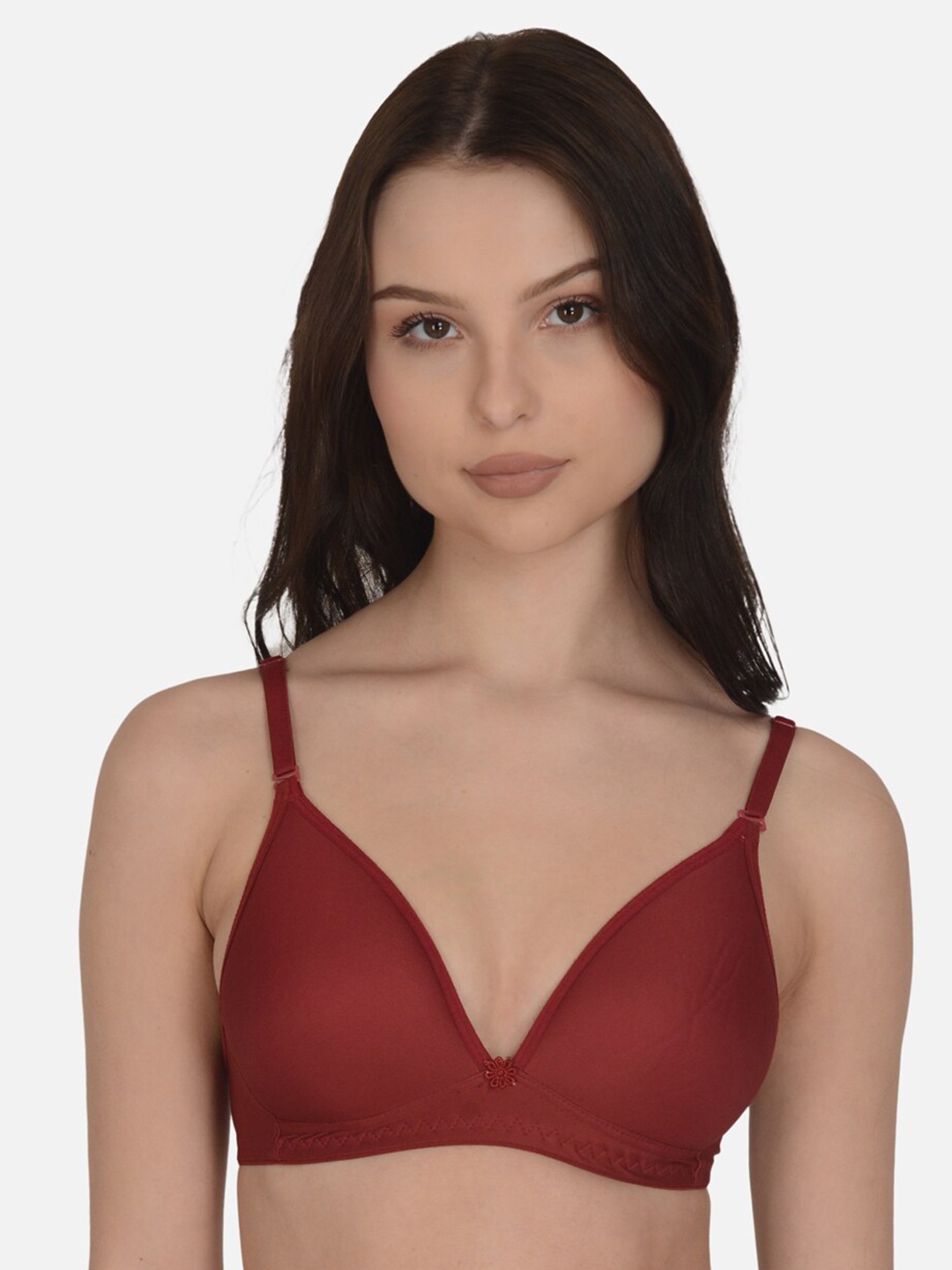 

mod & shy Medium Coverage Lightly Padded Plunge Bra, Maroon