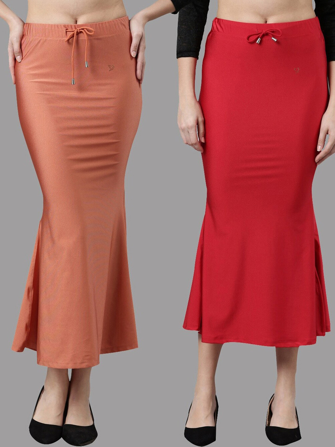 

TWIN BIRDS Women pack of 2 Mermaid Fit High rise Stretchable Shimmer Saree shape wear, Copper