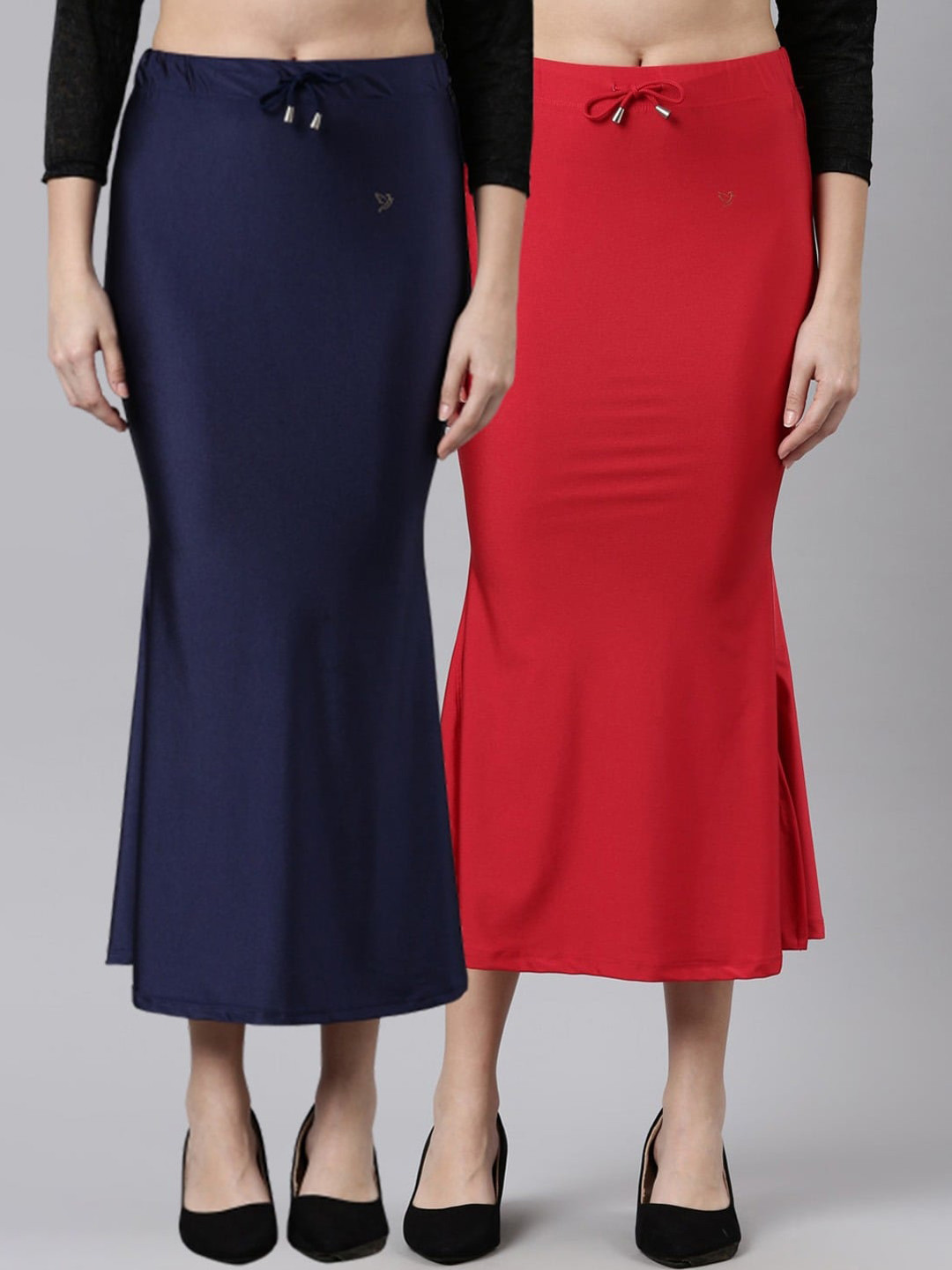 

TWIN BIRDS Women pack of 2 Mermaid Fit High rise Stretchable Shimmer Saree shape wear, Navy blue