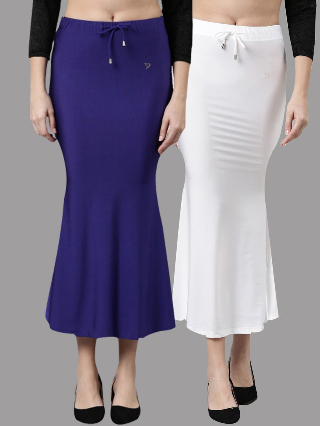 

TWIN BIRDS Women Pack Of 2 Mermaid Fit High rise Stretchable Shimmer Saree Shape Wear, Blue