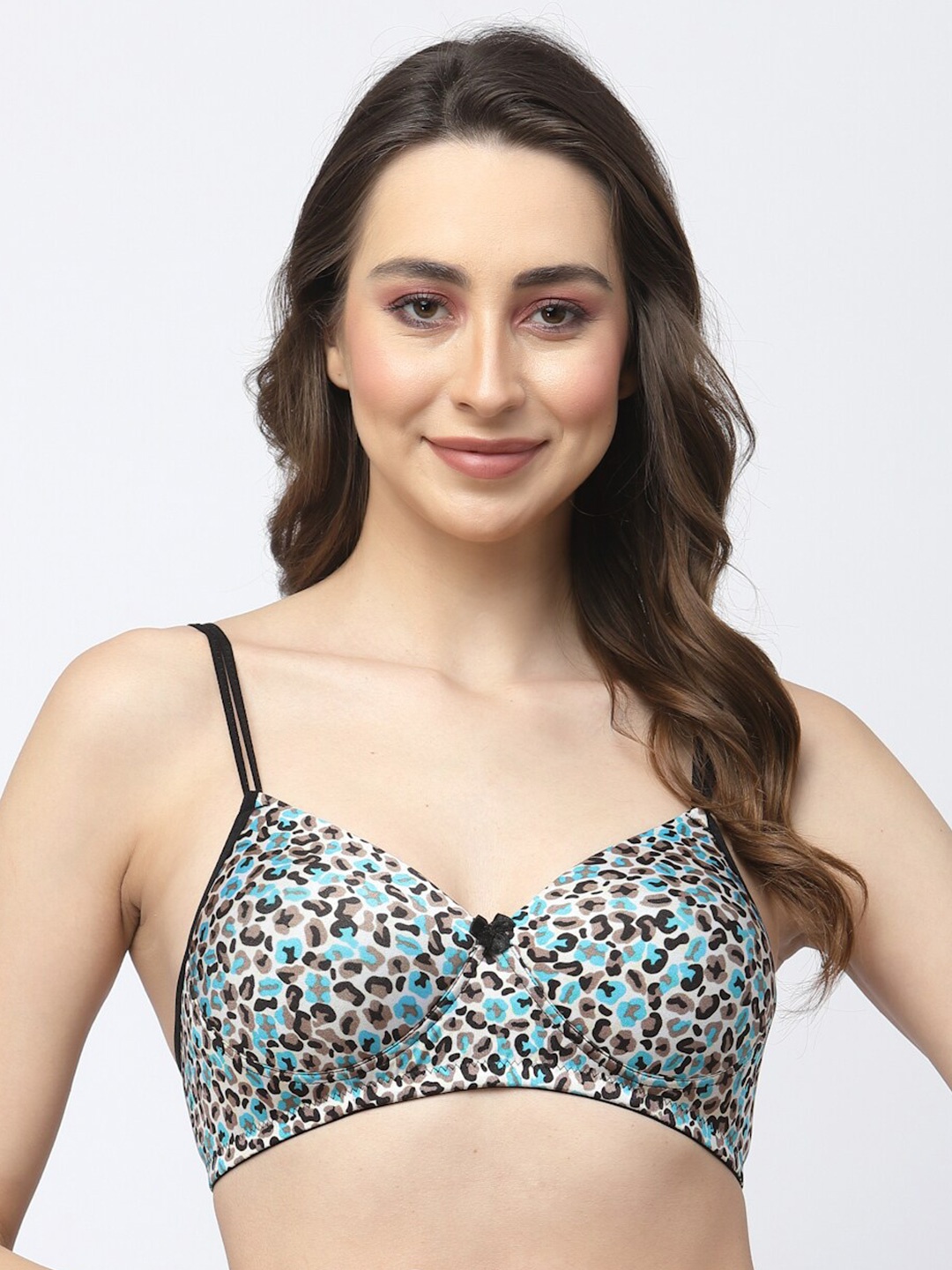 

College Girl Animal Full Coverage Lightly Padded All Day Comfort Seamless T-Shirt Bra, Black