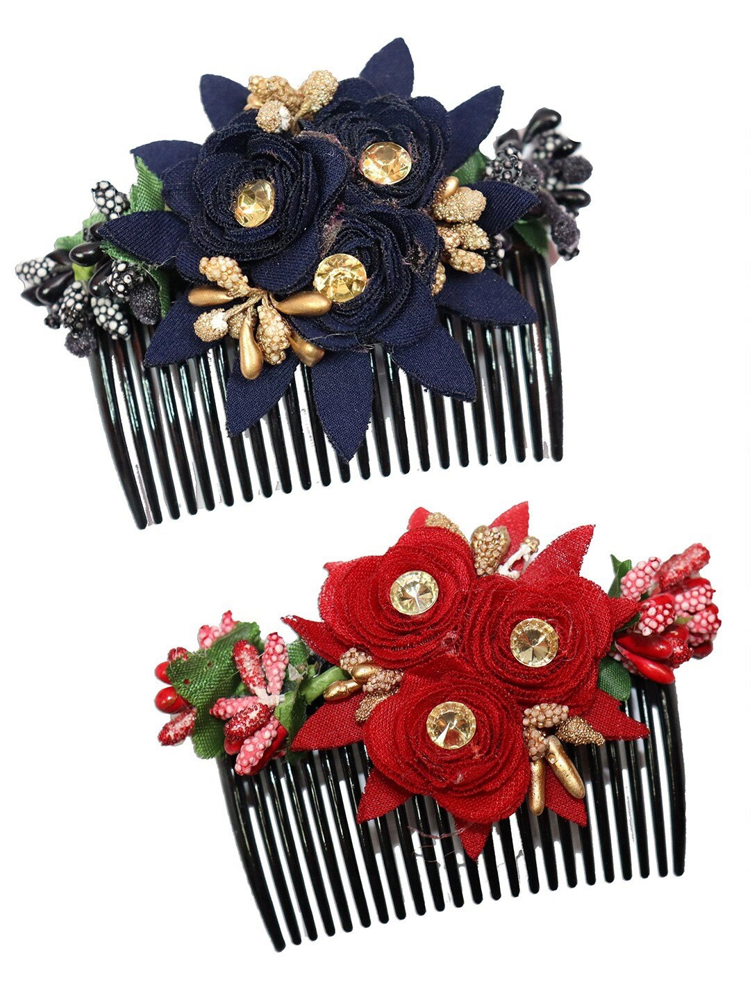 

Krelin Women Set Of 2 Flower Design Jooda Hairpin Comb, Blue