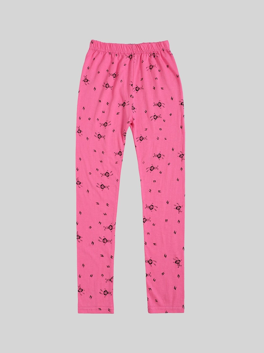 

DIAZ Girls Cotton Lycra Printed Ankle Length Leggings, Pink
