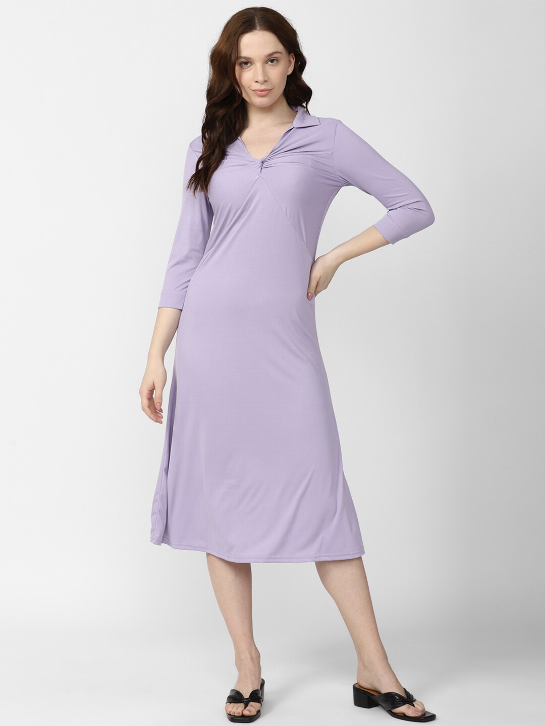 

Van Heusen Woman Shirt Collar Midi Dress, Purple