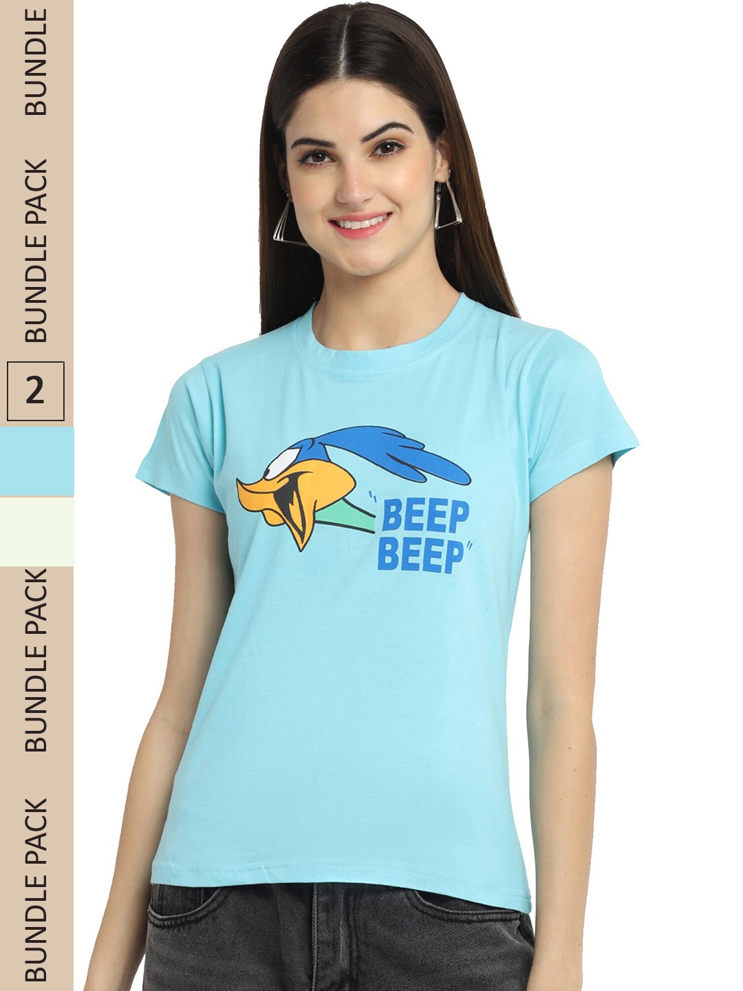 

Fabflee Pack Of 2 Typography Printed Cotton T-shirt, Blue