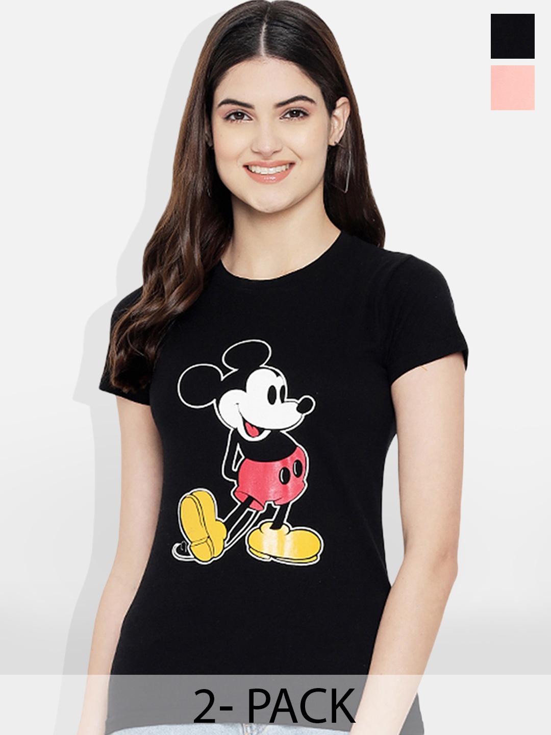

Fabflee Pack of 2 Typography Printed T-shirt, Peach