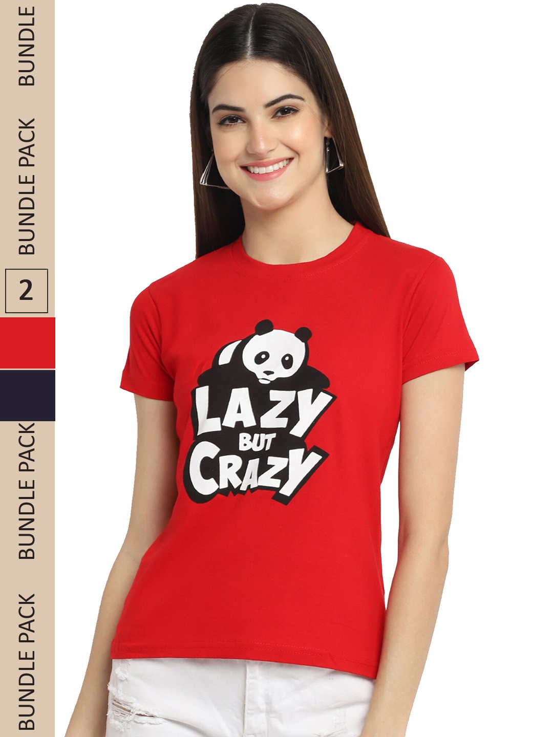 

Fabflee Pack Of 2 Graphic Printed Cotton T-shirt, Red