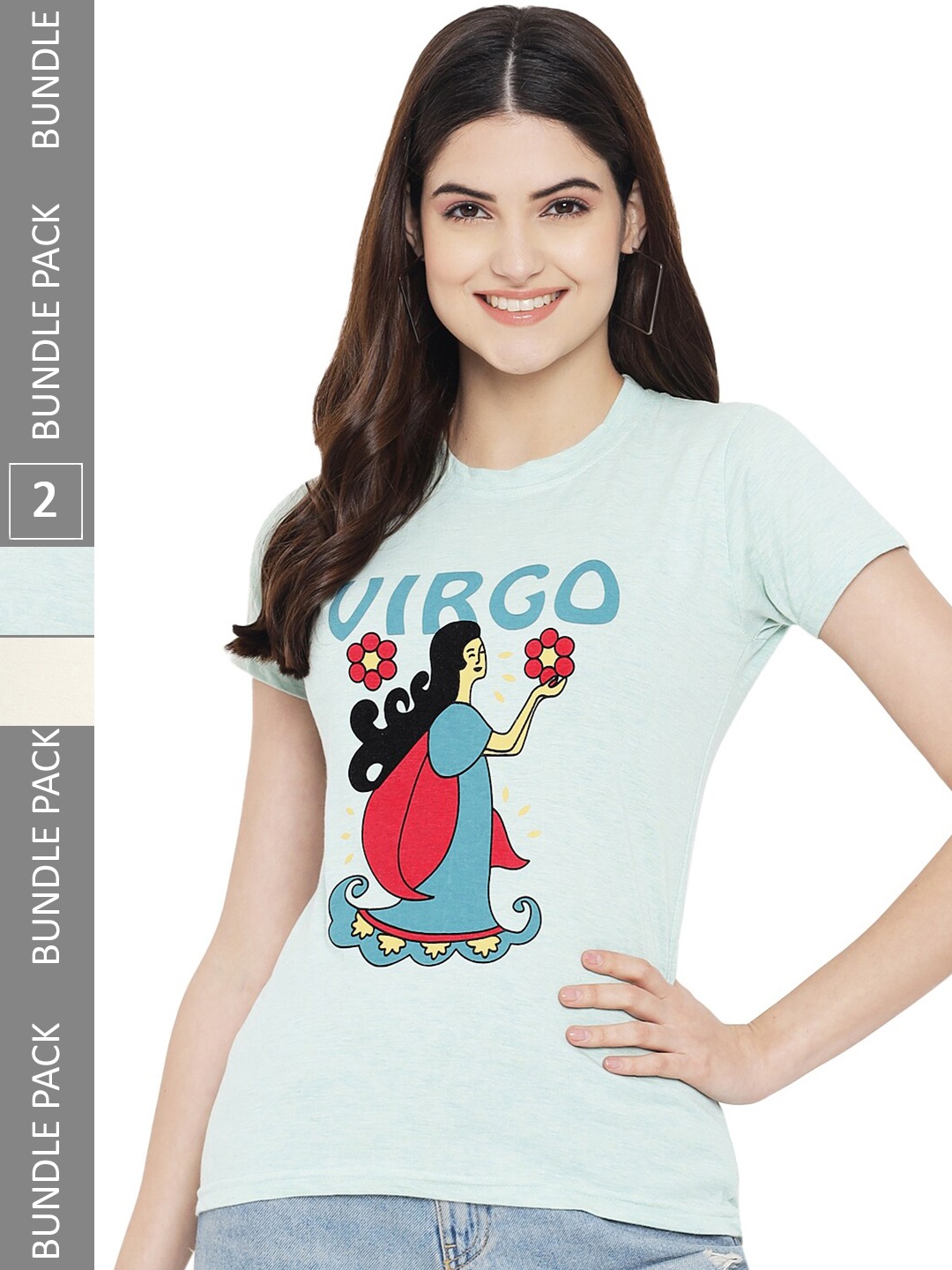 

Fabflee Pack of 2 Printed Cotton T-shirts, Blue