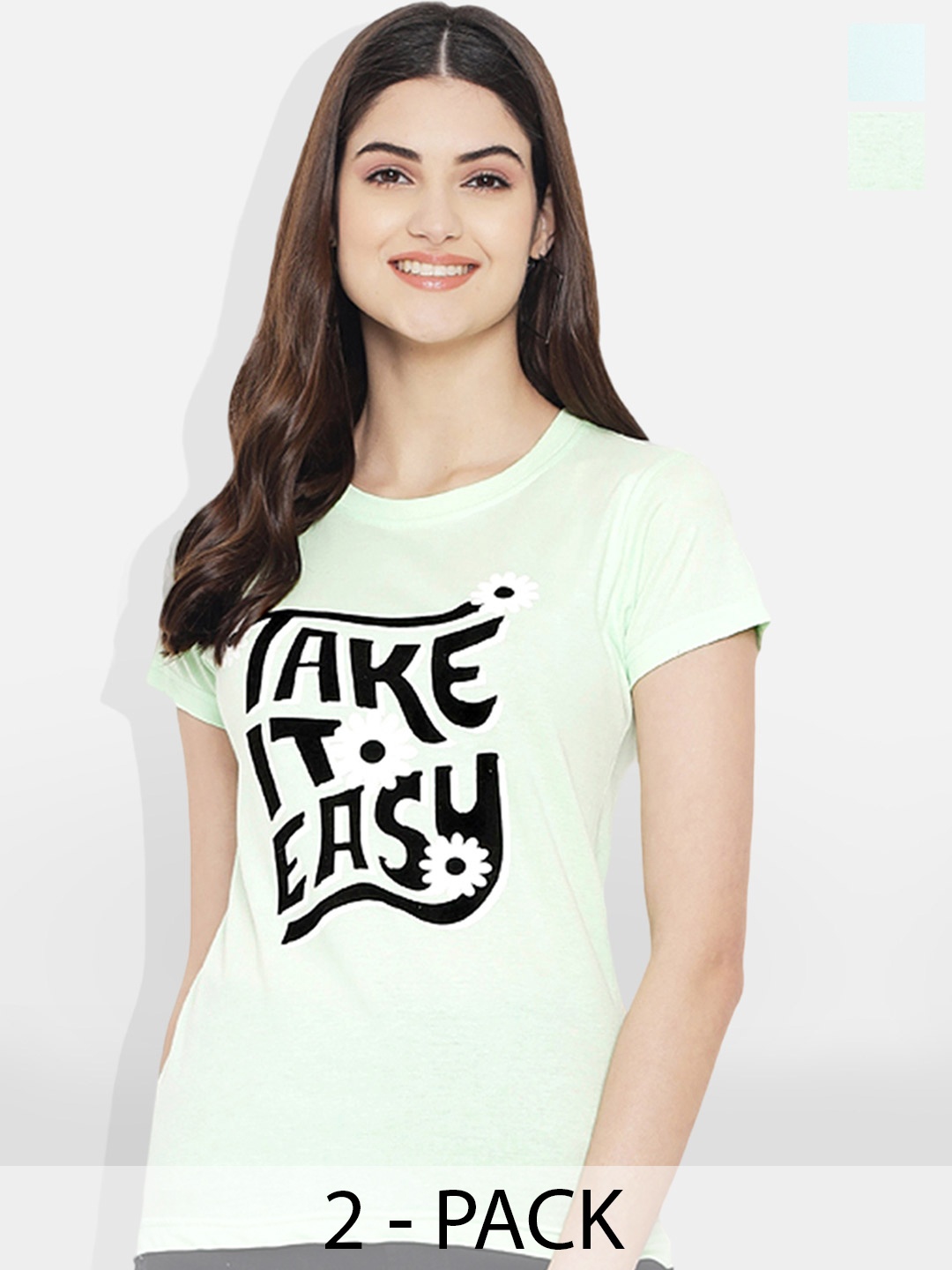 

Fabflee Pack Of 2 Printed Cotton T-shirt, Blue
