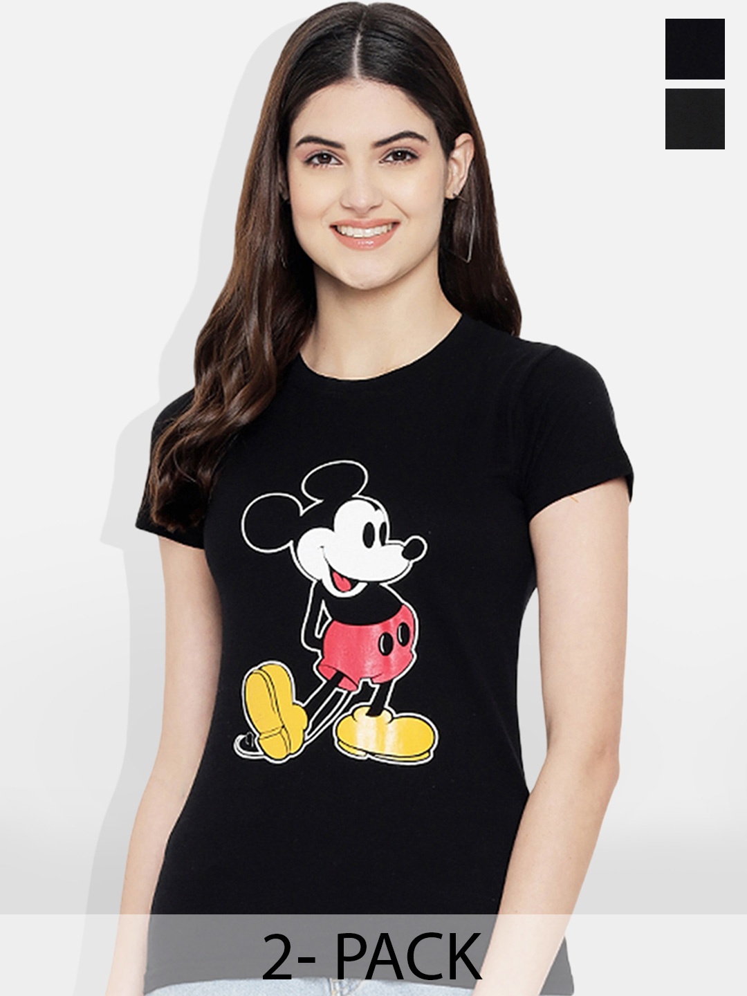 

Fabflee Pack of 2 Typography Printed T-Shirt, Black