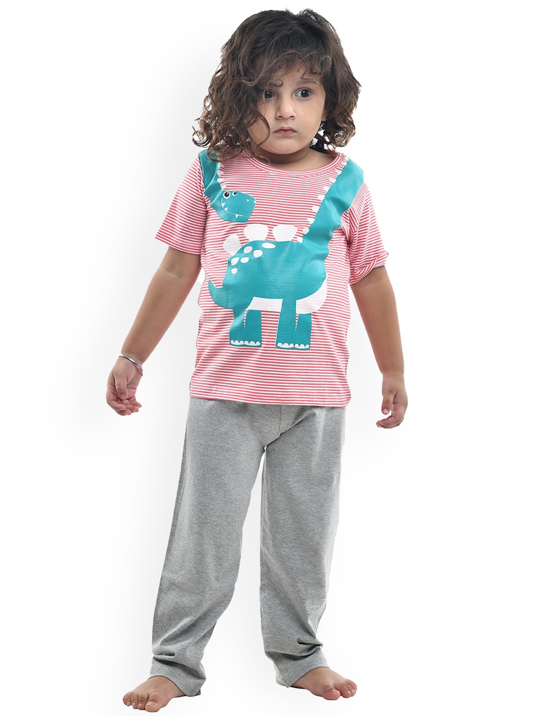 

FUNKRAFTS Boys Graphic Printed Pure Cotton Night Suit, Peach