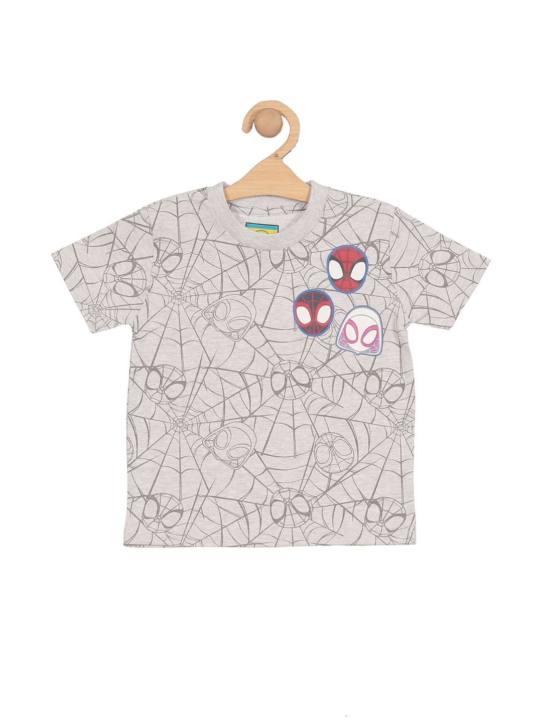 

Lil Lollipop Boys Spider-Man printed Pure Cotton T-Shirt, Grey