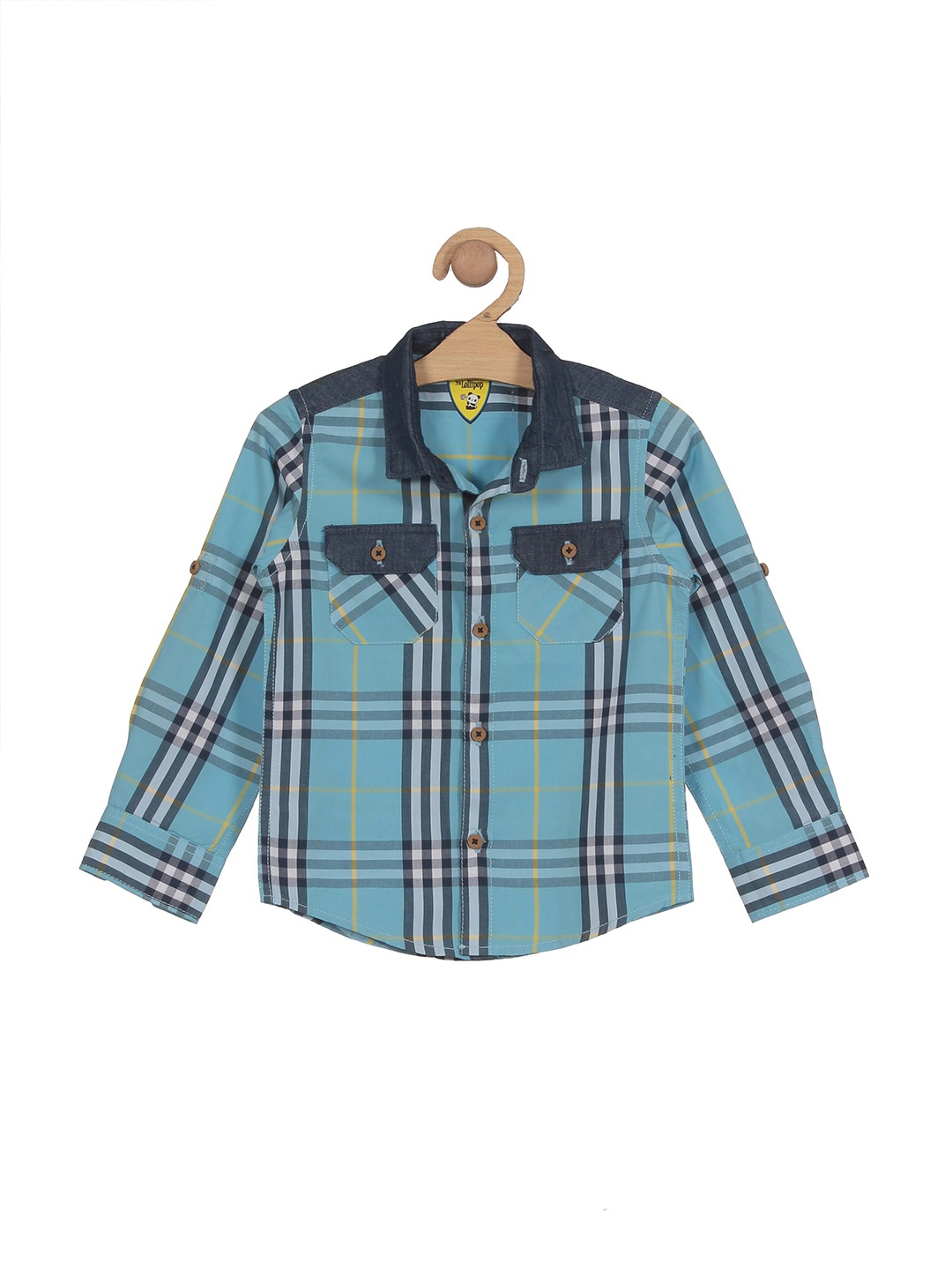 

Lil Lollipop Boys Pure Cotton Opaque Checked Casual Shirt, Blue