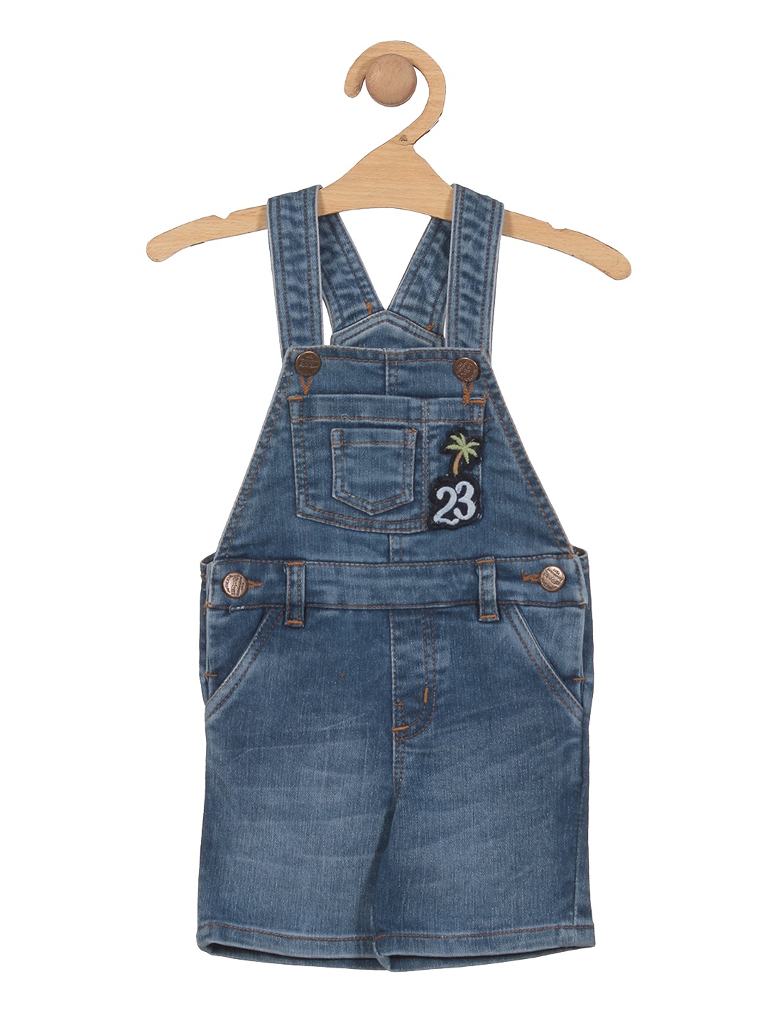 

Lil Lollipop Pure Cotton Distressed Relaxed-Fit Dungaree, Blue