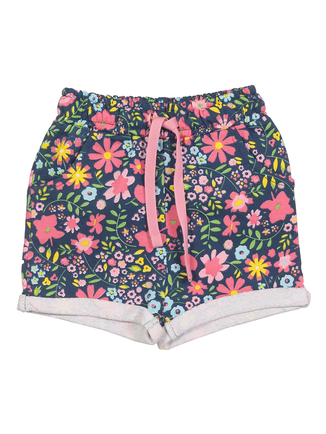

Lil Lollipop Girls Floral Printed Shorts, Navy blue
