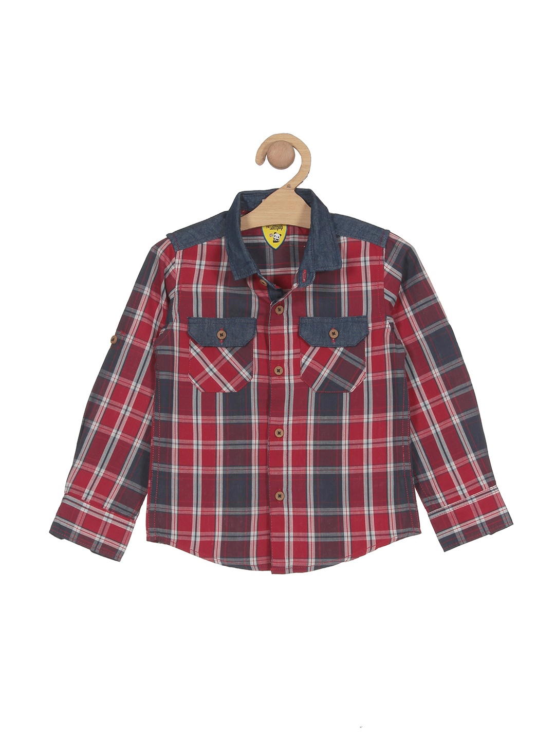 

Lil Lollipop Boys Tartan Checked Pure Cotton Shirt, Red