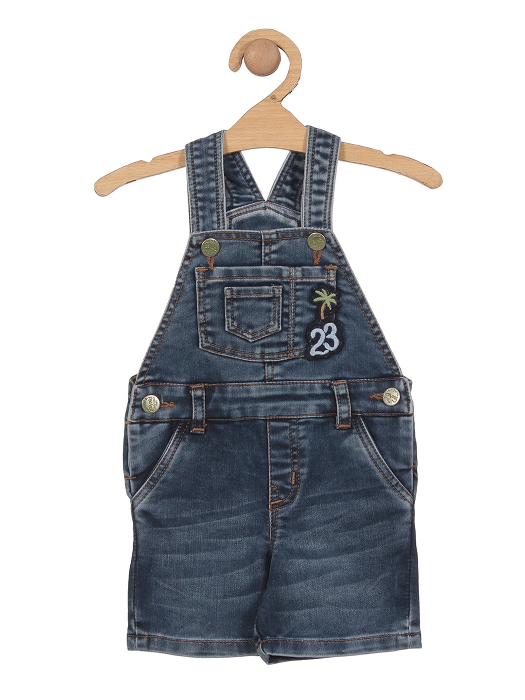 

Lil Lollipop Pure Cotton Distressed Relaxed-Fit Dungaree, Blue