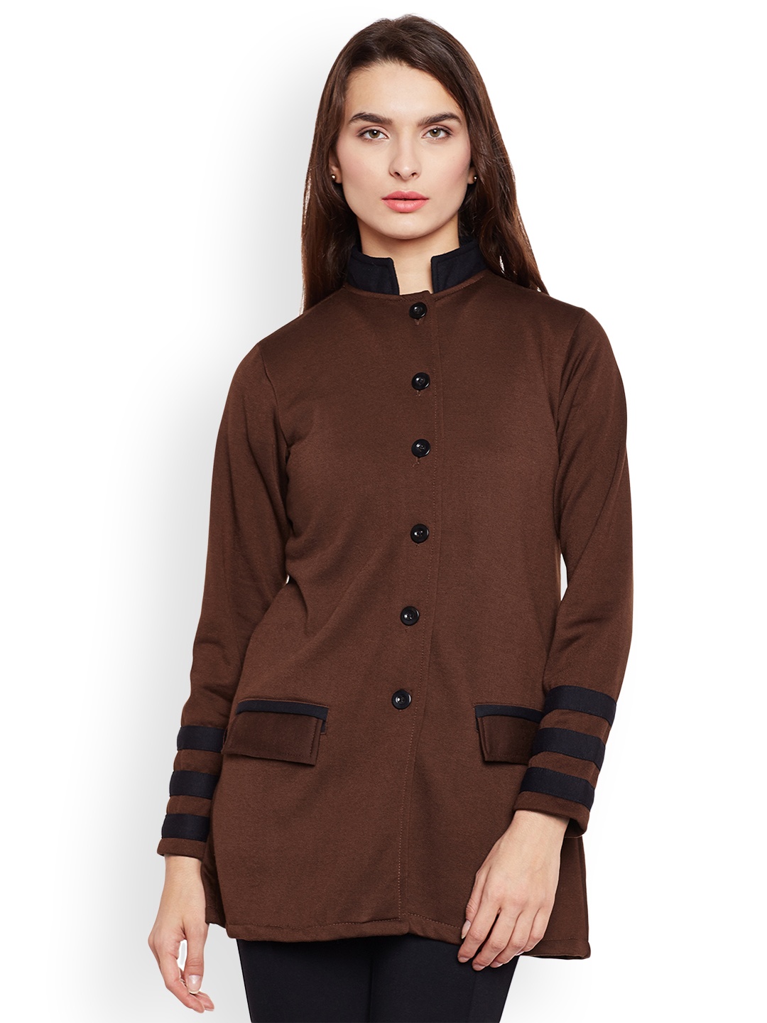 

Belle Fille Women Brown Fleece Pea Coat