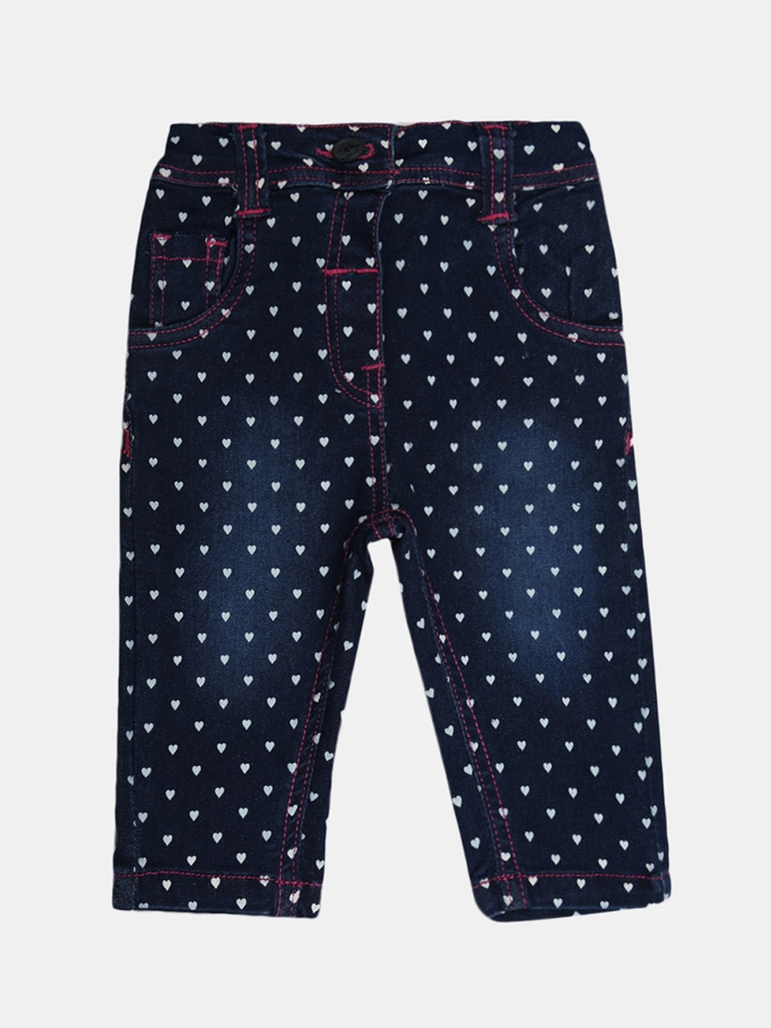 

V-Mart Infants Kids Printed Regular Fit Light Fade Jeans, Navy blue