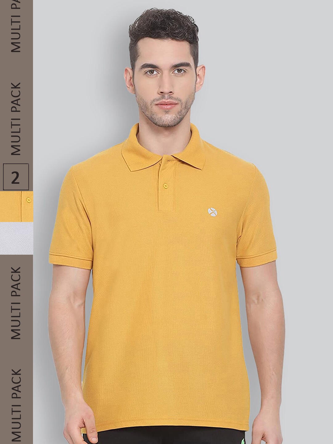 

LUX NITRO Pack Of 2 Polo Collar Anti Odour T-Shirt, Yellow