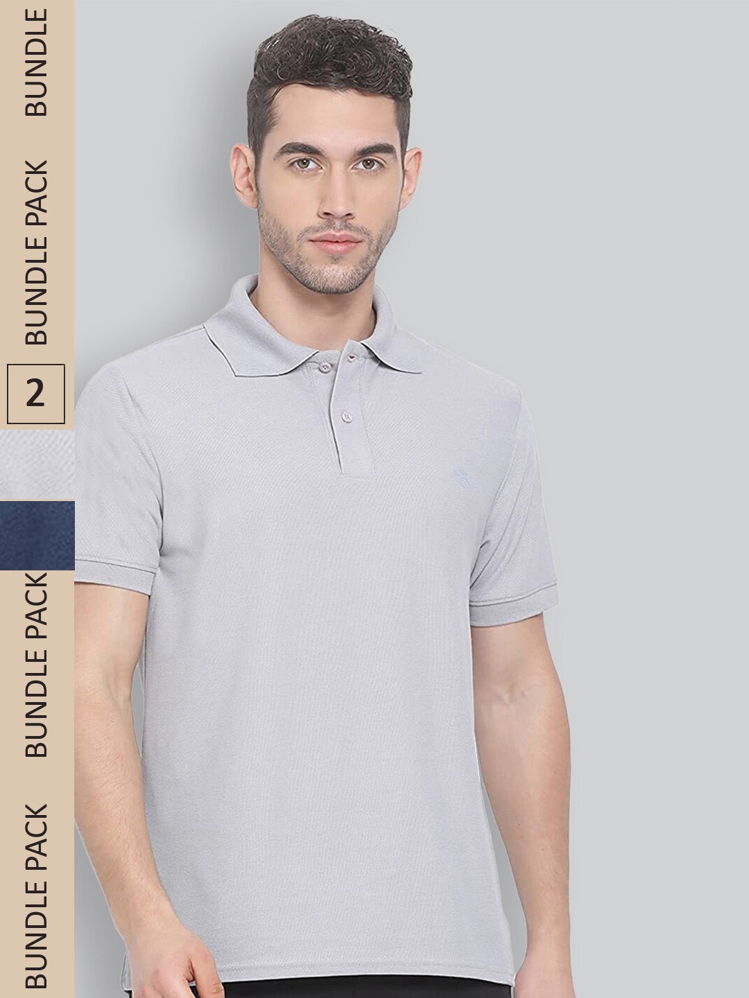

LUX NITRO Pack Of 2 Polo Collar Anti Odour T-shirts, Grey