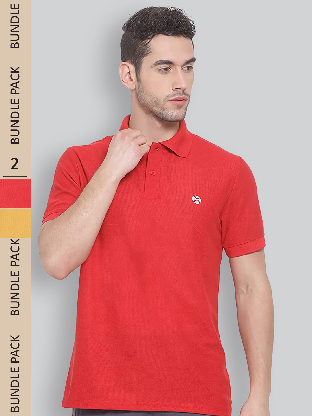

LUX NITRO Pack Of 2 Polo Collar Short Sleeves Anti Odour T-shirt, Red
