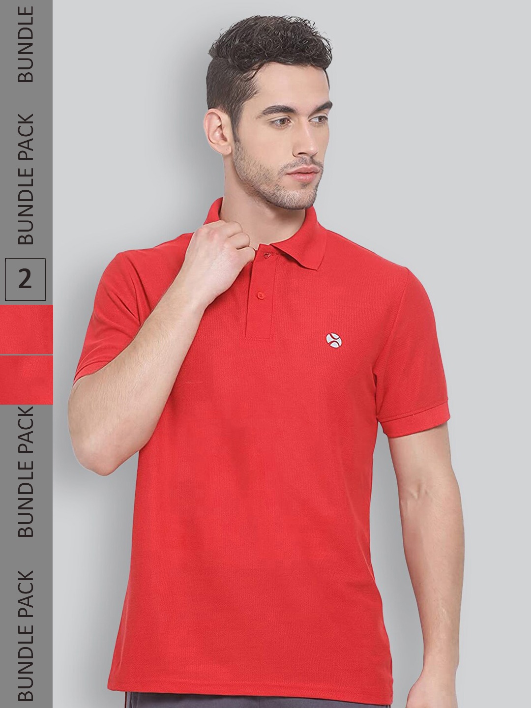 

LUX NITRO Pack Of 2 Polo Collar Anti Odour T-shirt, Red