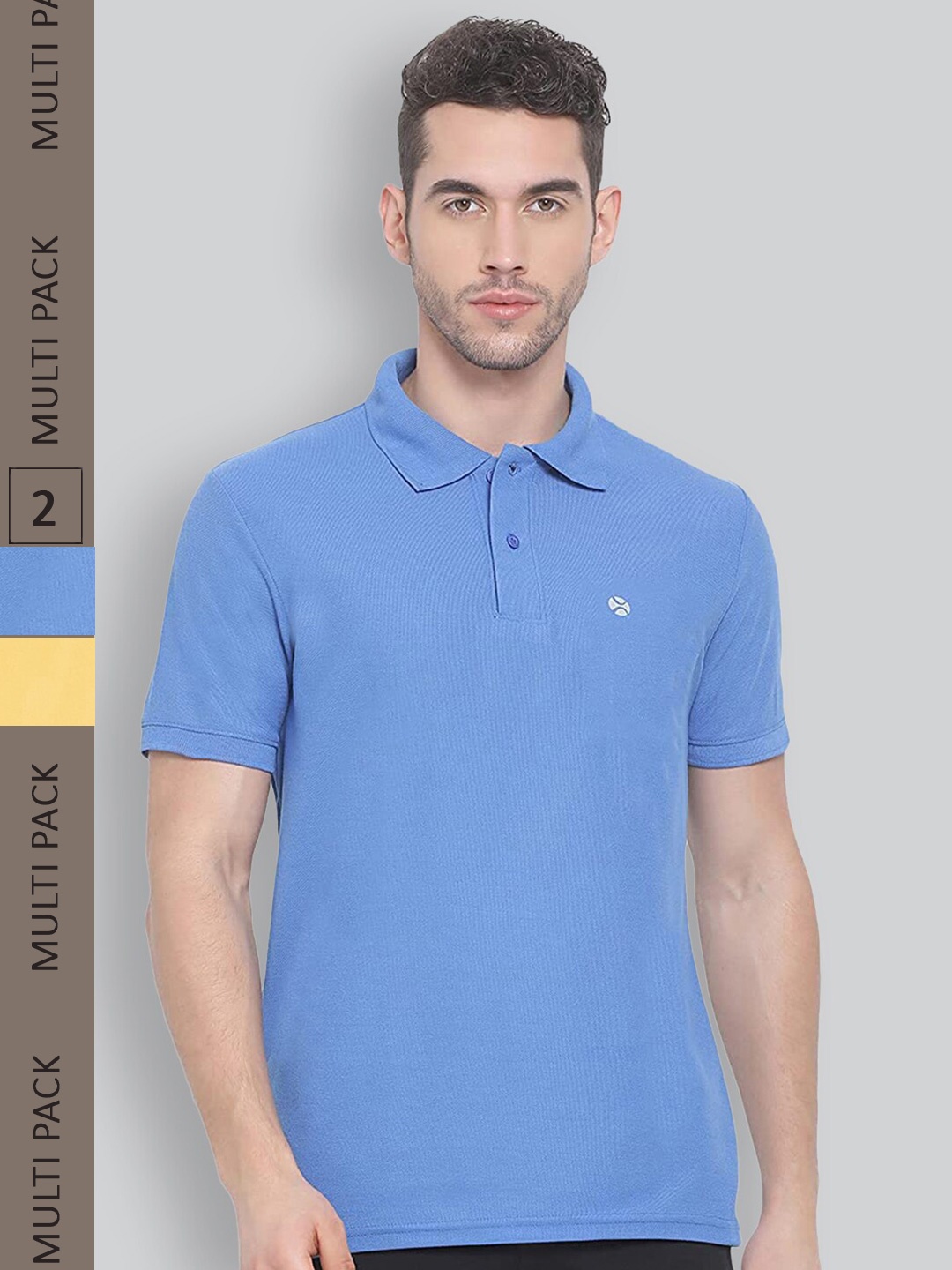 

LUX NITRO Pack of 2 Polo Collar Anti Odour T-shirts, Blue