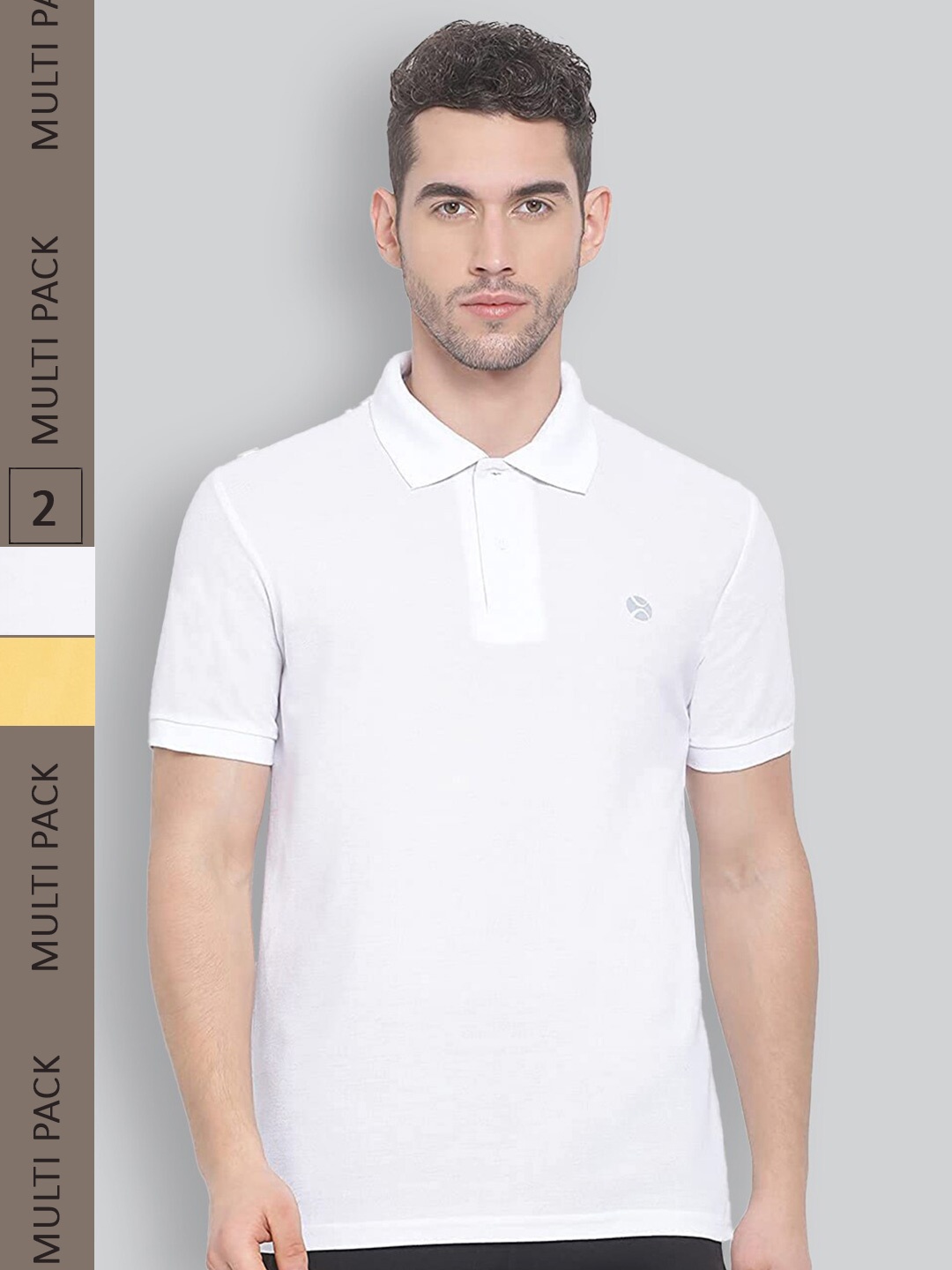 

LUX NITRO Pack of 2 Polo Collar Anti Odour T-shirts, White