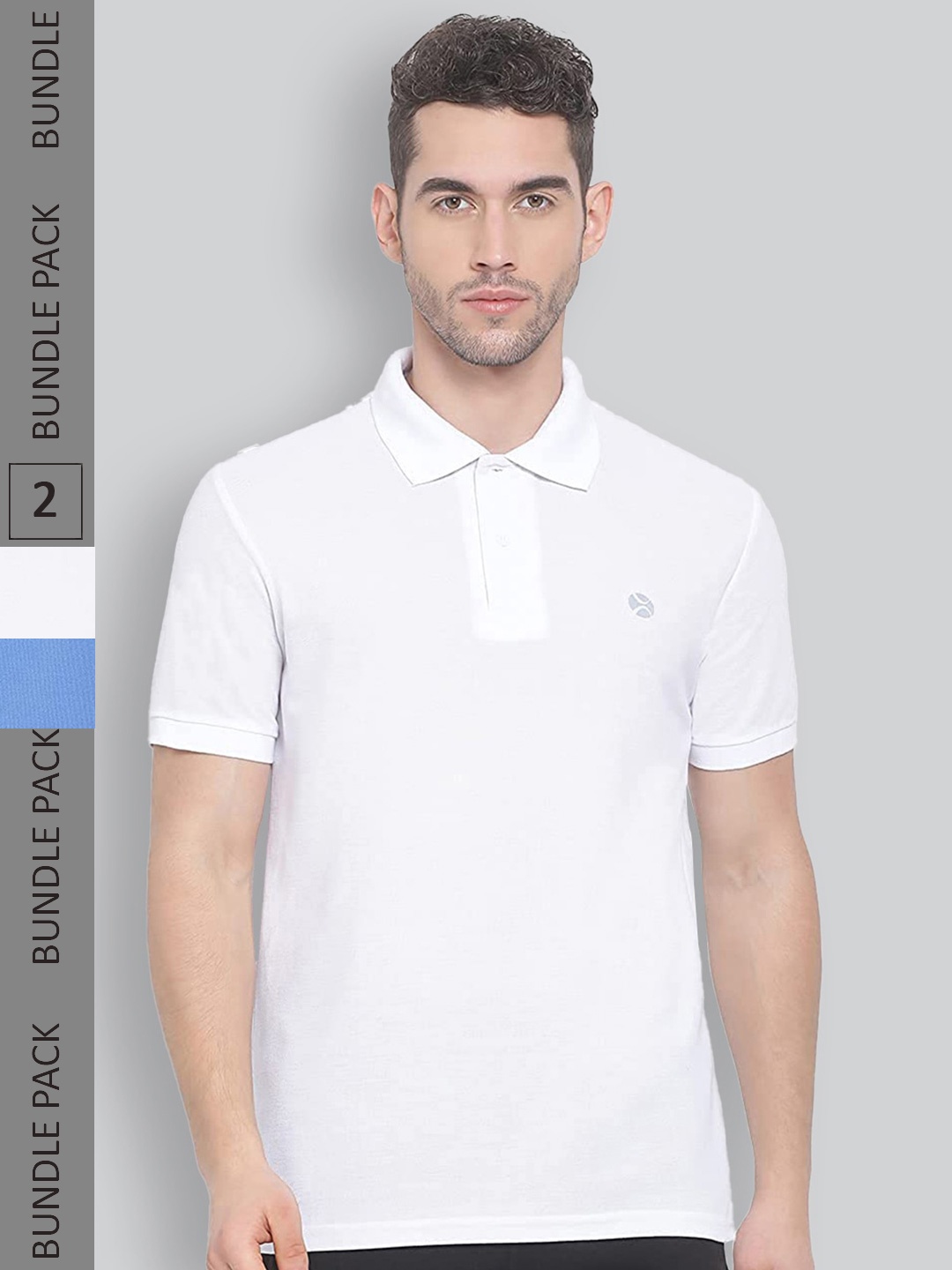 

LUX NITRO Pack Of 2 Anti Odour Polo Collar T-shirts, White