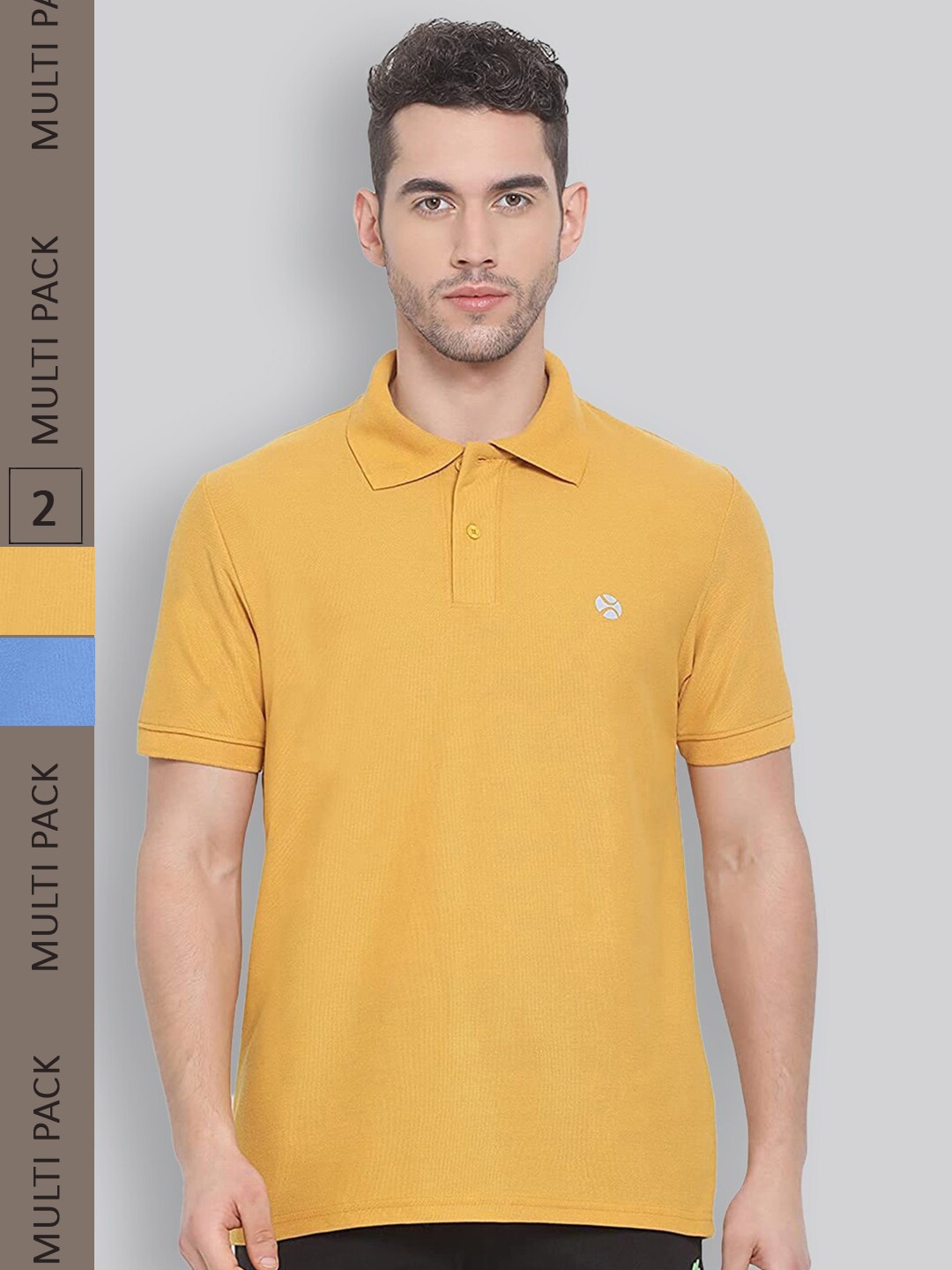 

LUX NITRO Pack Of 2 Polo Collar Cotton Blend Anti Odour T-Shirt, Yellow
