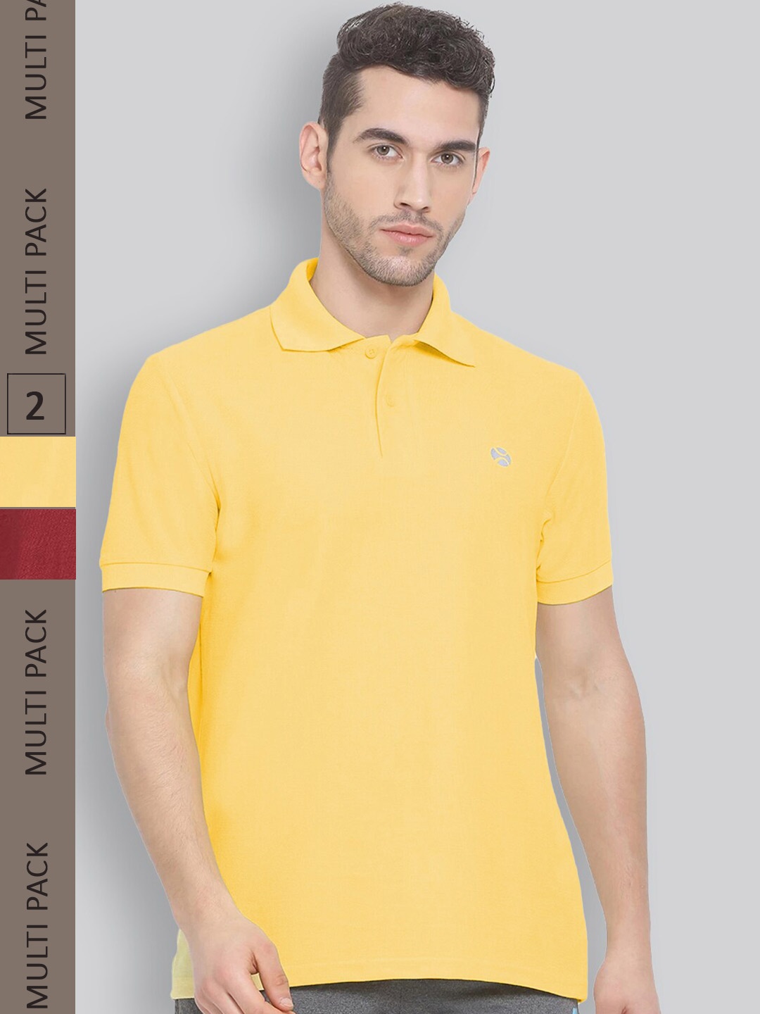 

LUX NITRO Pack of 2 Polo Collar Anti Odour T-shirts, Yellow