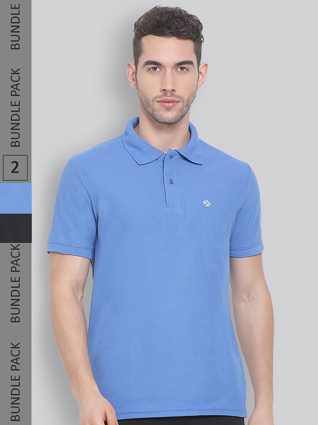 

LUX NITRO Pack Of 2 Polo Collar Anti Odour Cotton Blend T-shirt, Blue