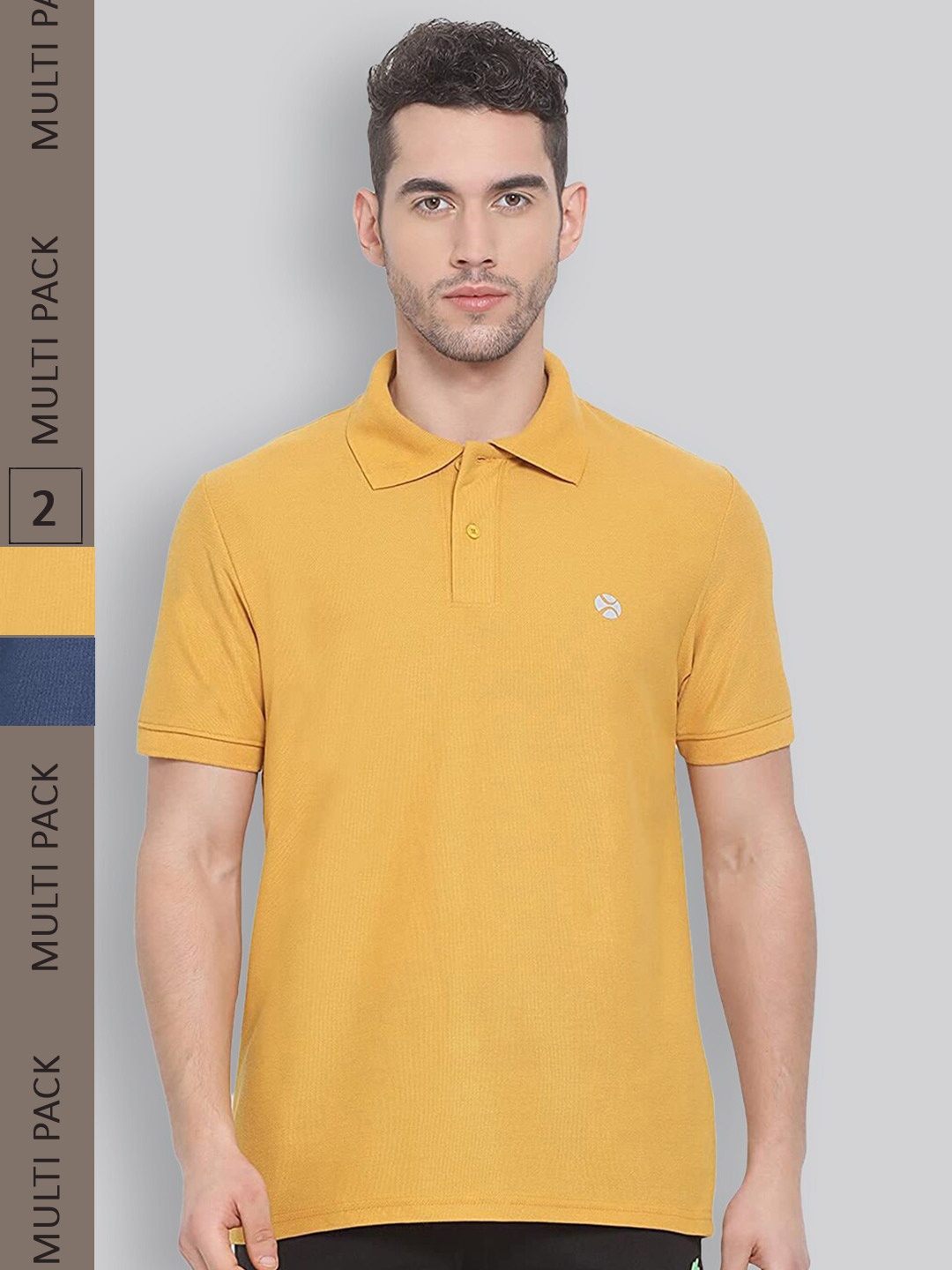 

LUX NITRO Pack of 2 Polo Collar Anti Odour T-shirts, Yellow