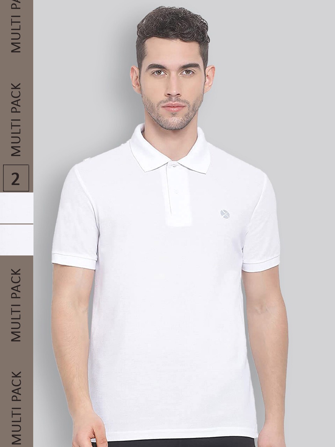 

LUX NITRO Pack of 2 Polo Collar Anti Odour Cotton Blend T-shirts, White