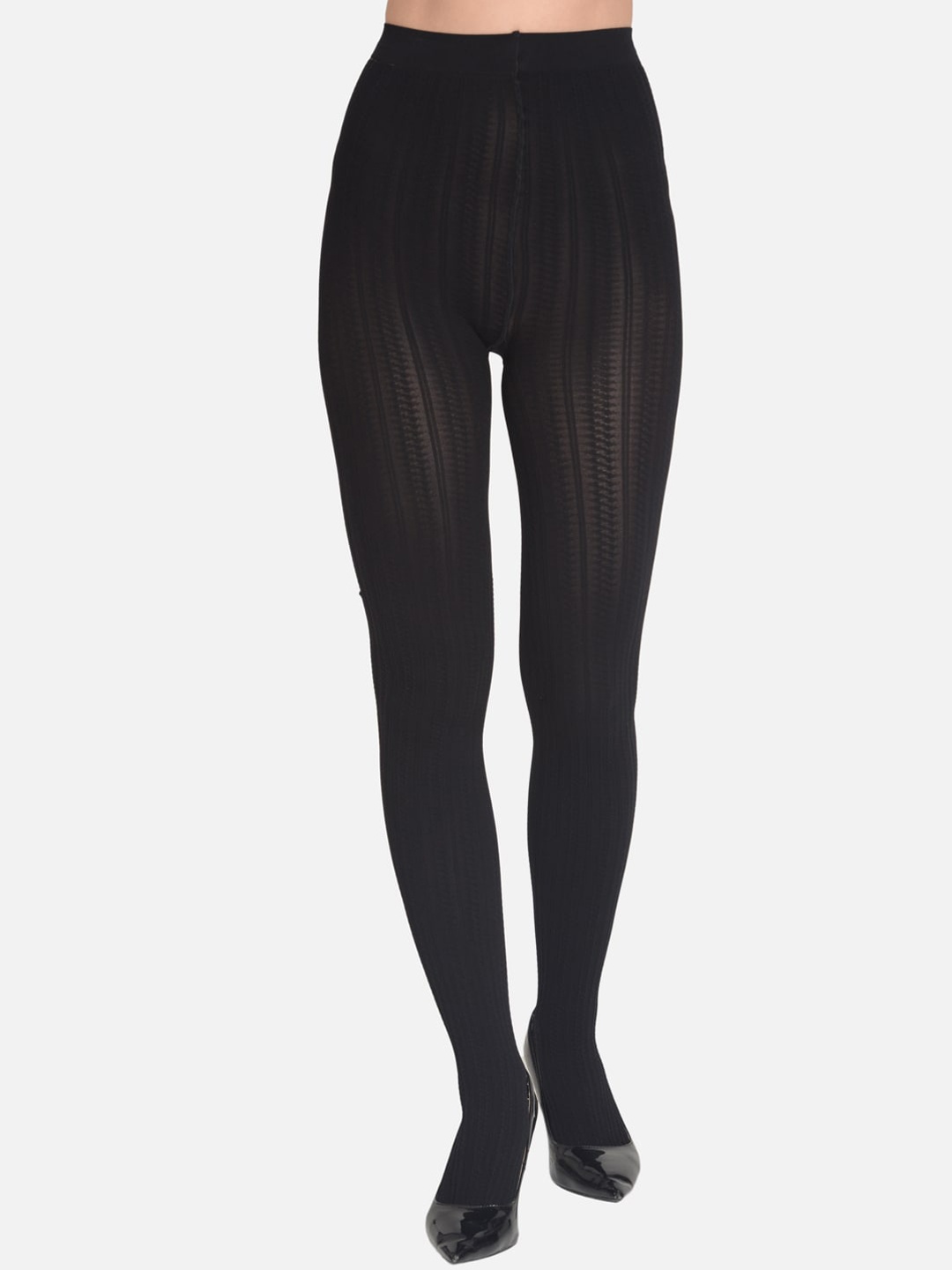 

mod & shy Self Design Pantyhose Stockings, Black