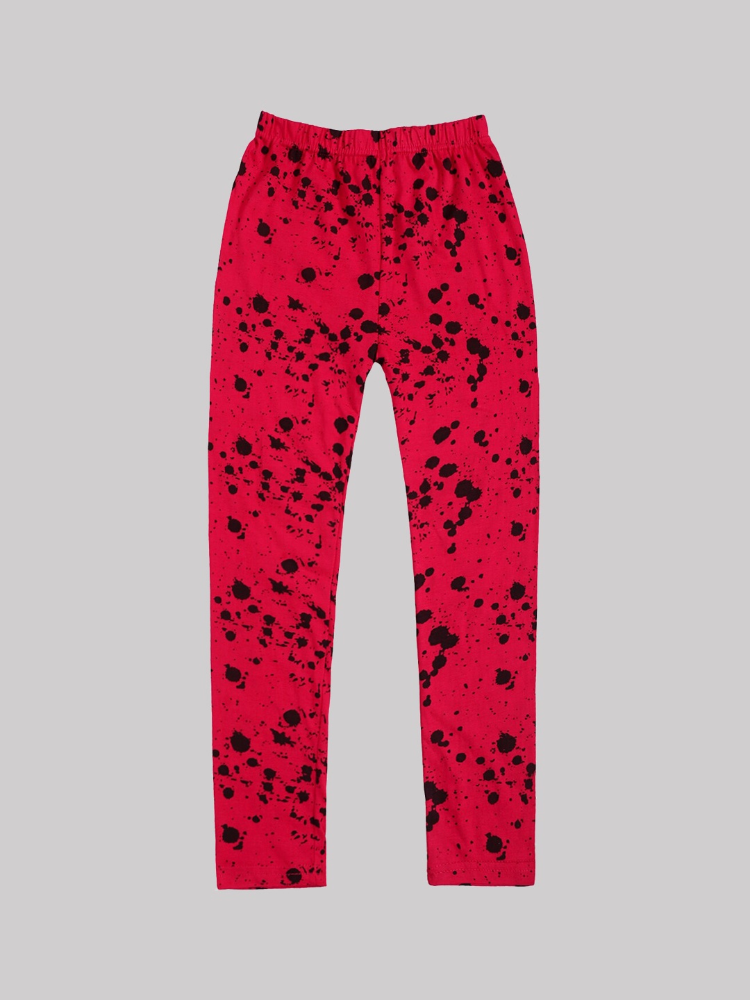 

DIAZ Girls Cotton Lycra Printed Ankle Length Leggings, Red
