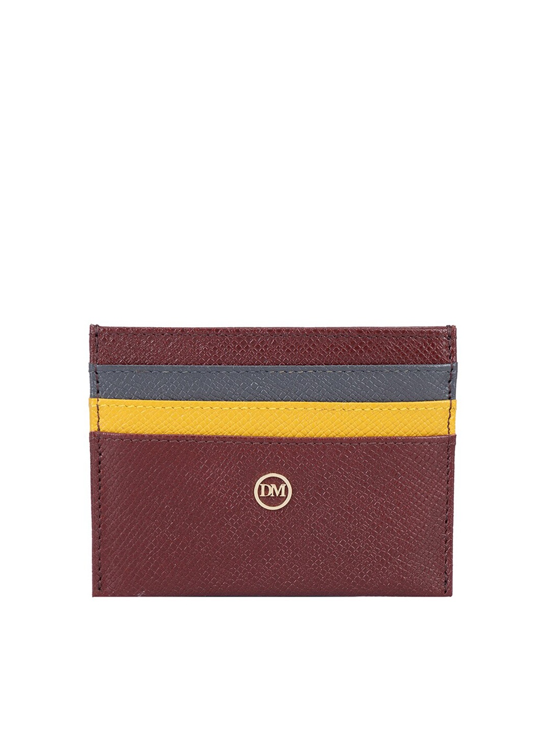 

Da Milano Colourblocked Leather Card Holder, Maroon