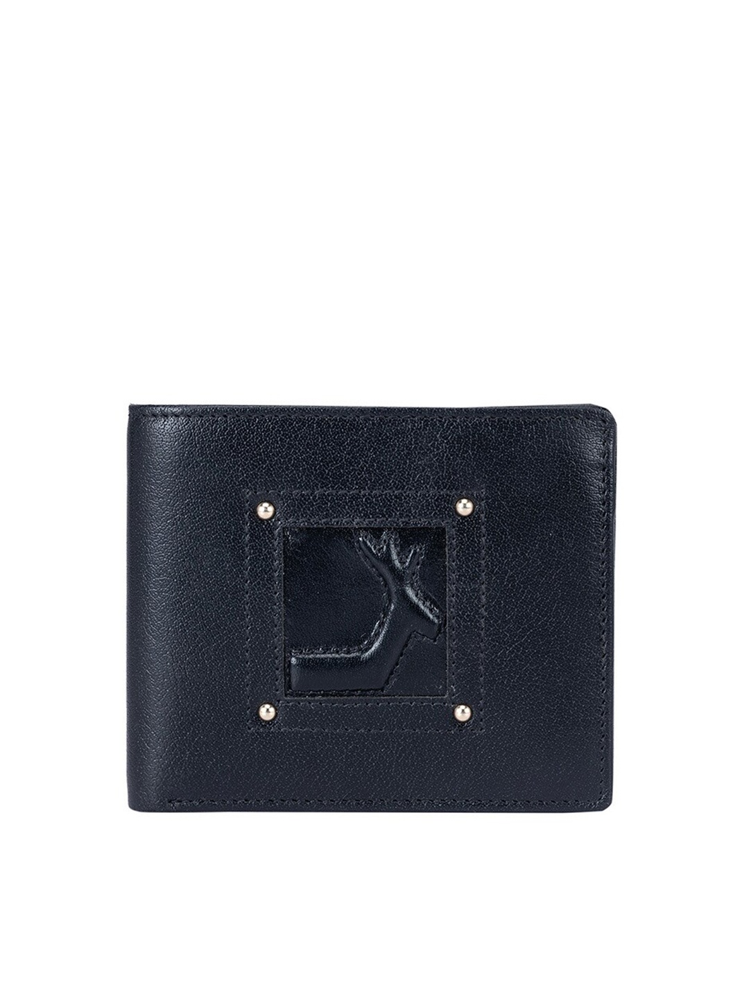 

Da Milano Men Textured Leather Two Fold Wallet, Black
