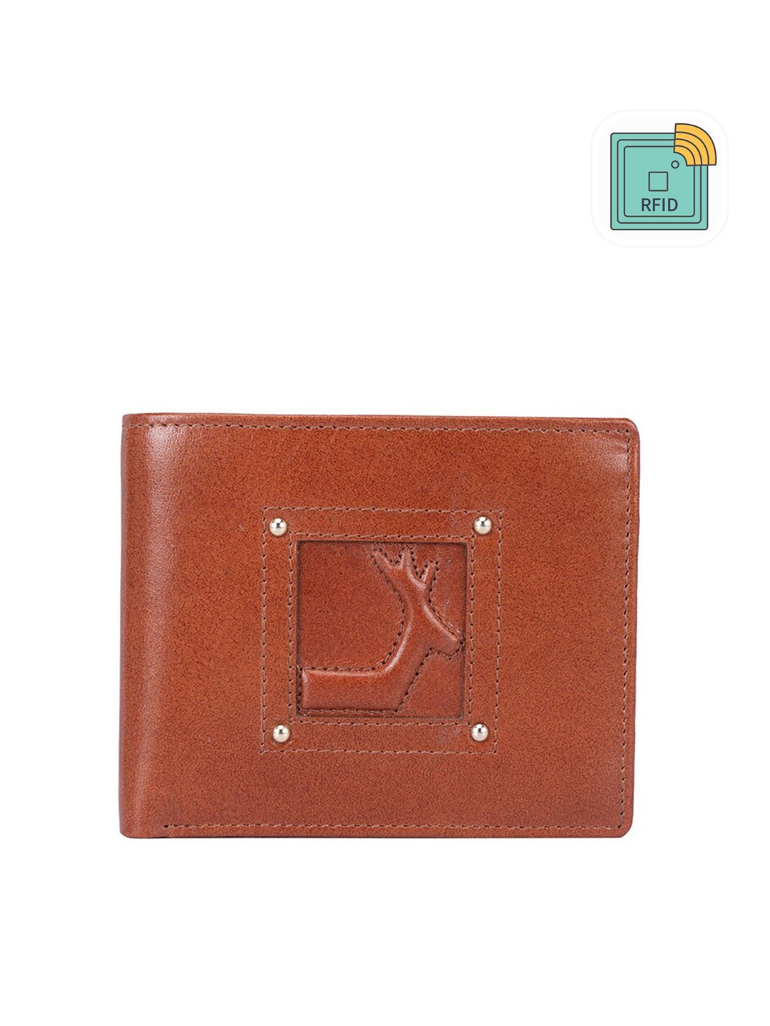 

Da Milano Men Textured Leather Two Fold Wallet, Brown