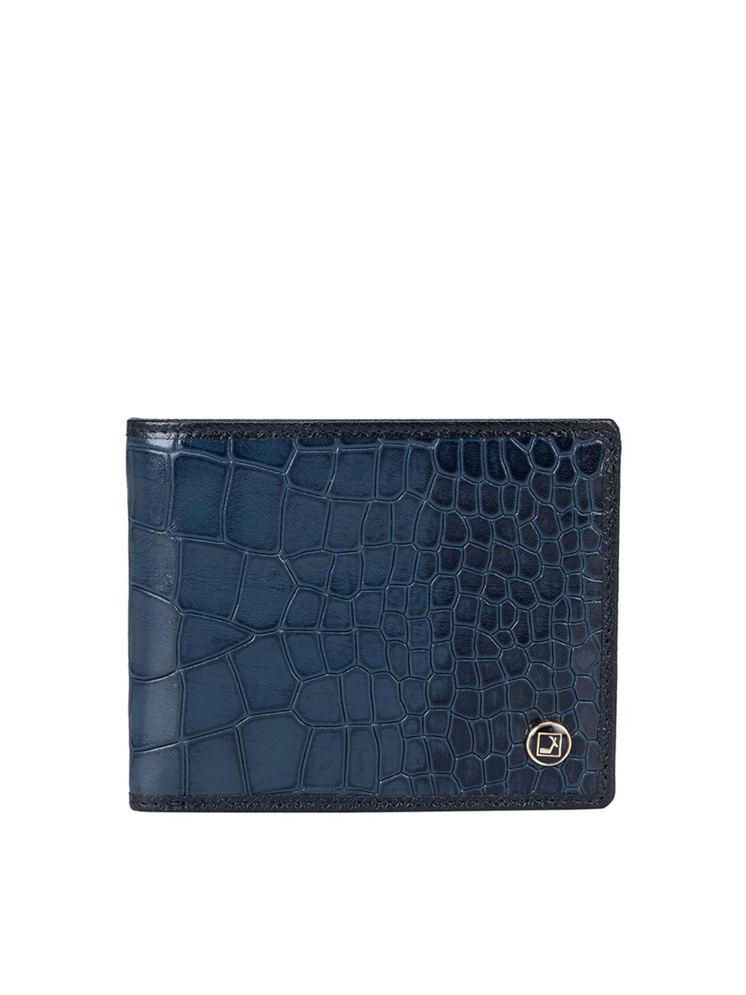 

Da Milano Men Textured Leather Two Fold Wallet, Navy blue