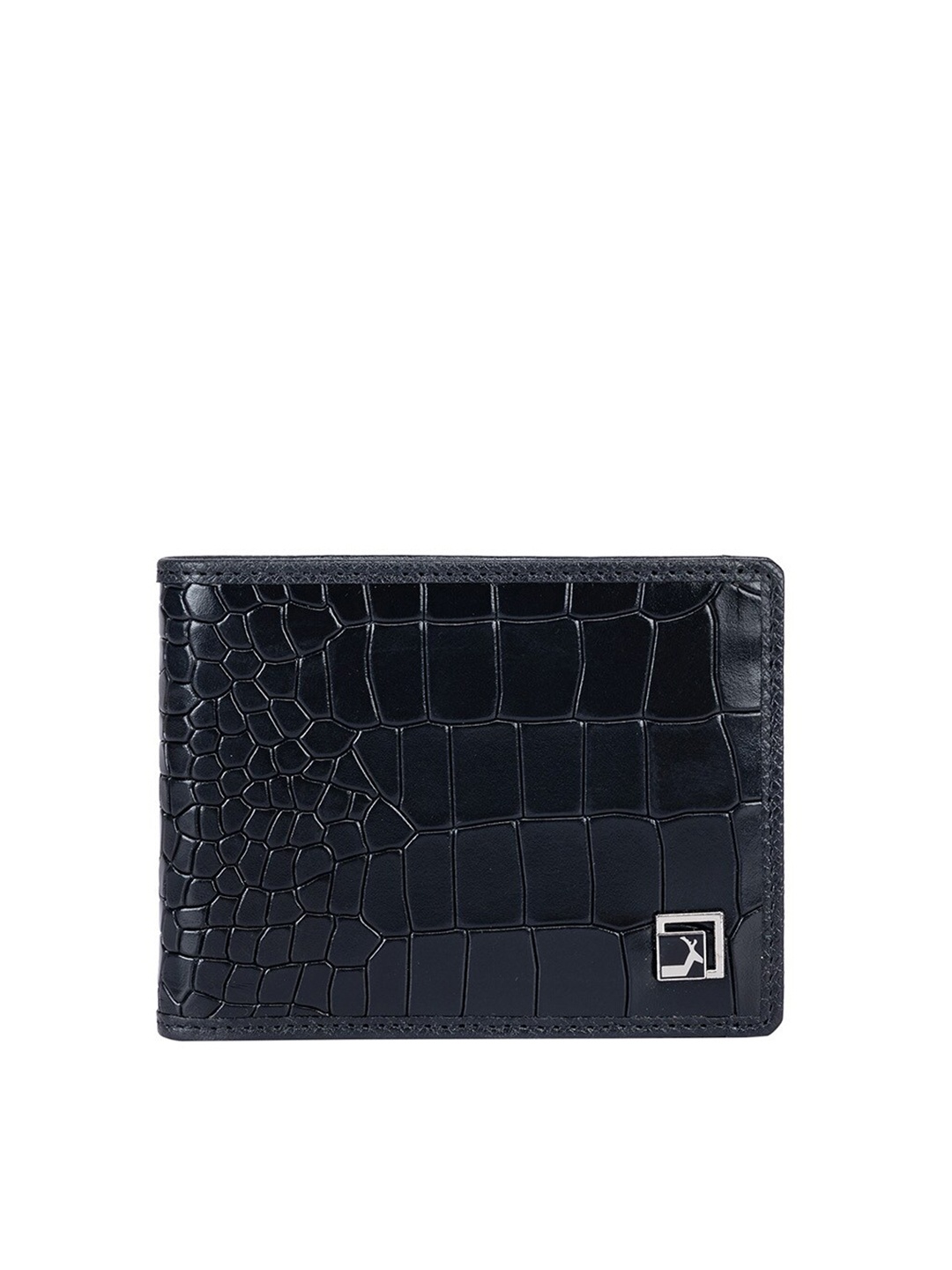 

Da Milano Men Textured Leather Two Fold Wallet, Black