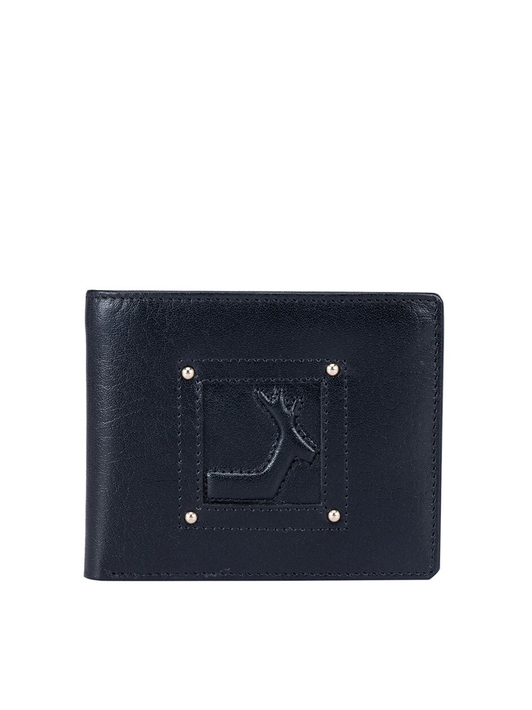

Da Milano Men Textured Leather Two Fold Wallet, Black
